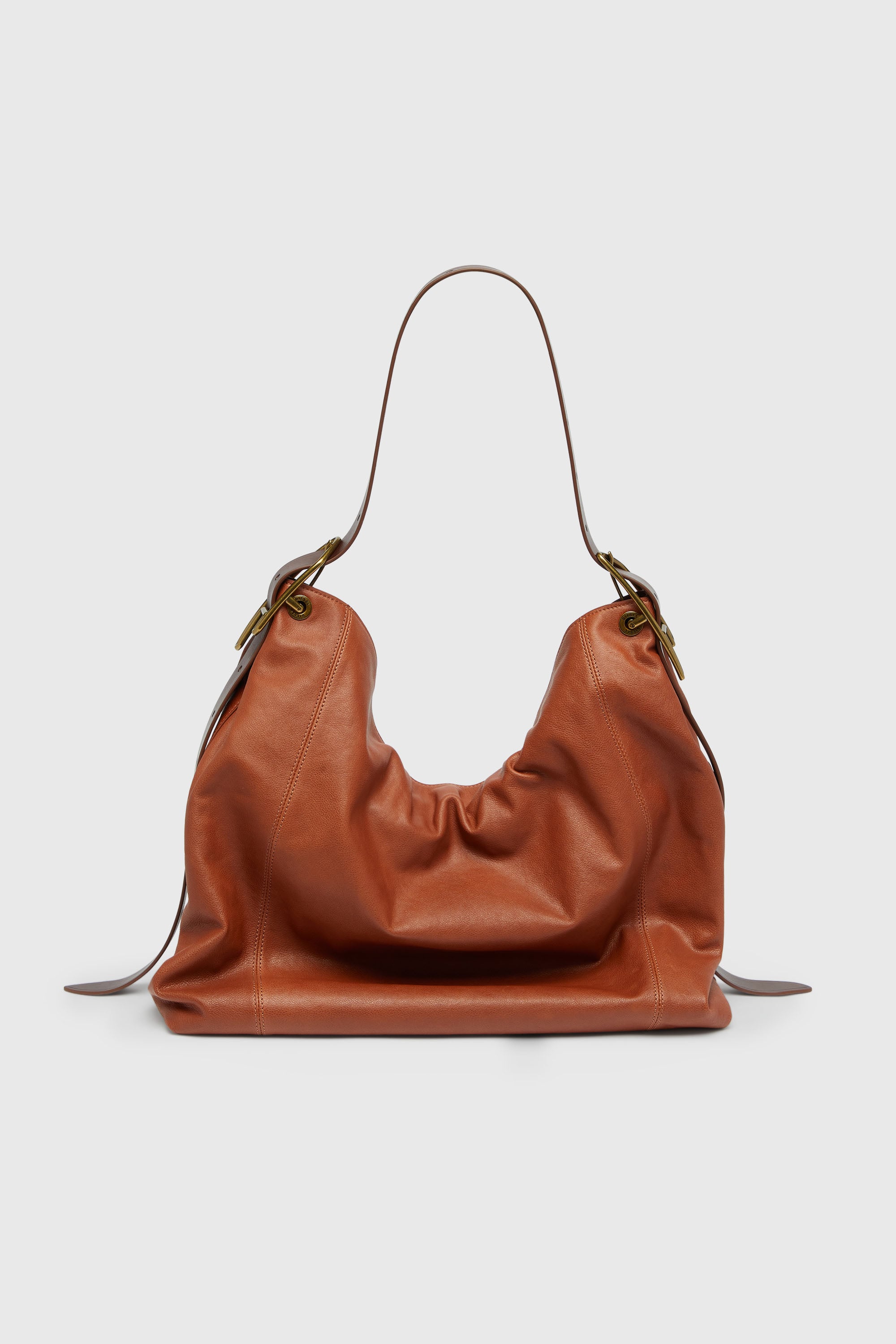 Diesel - D-LINE HOBO L, D-Line-Borsa hobo in pelle lucida Donna in Marrone - 2