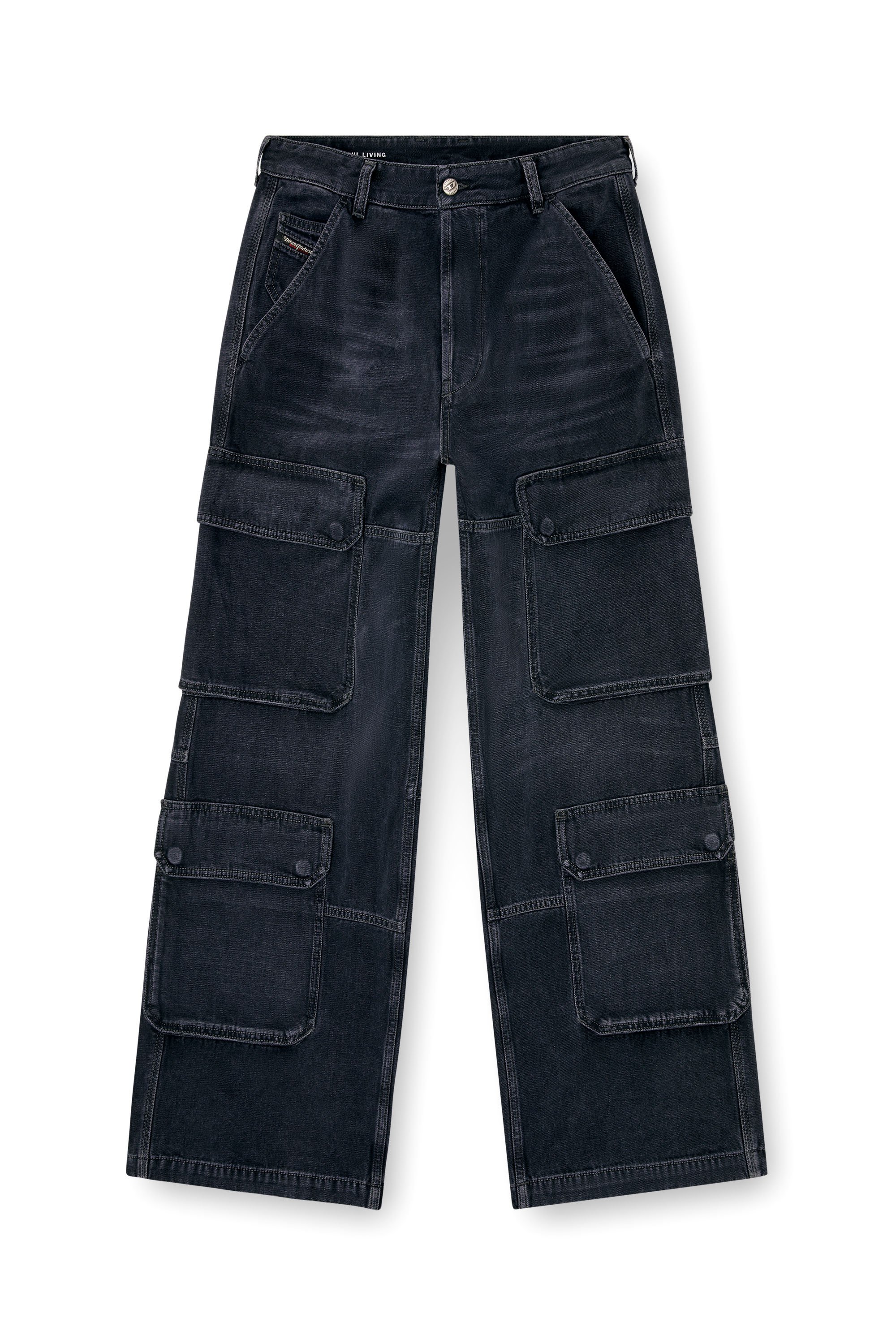 Diesel - Relaxed Jeans D-Touch 007Z9 Uomo, Nero/Grigio scuro - Image 3