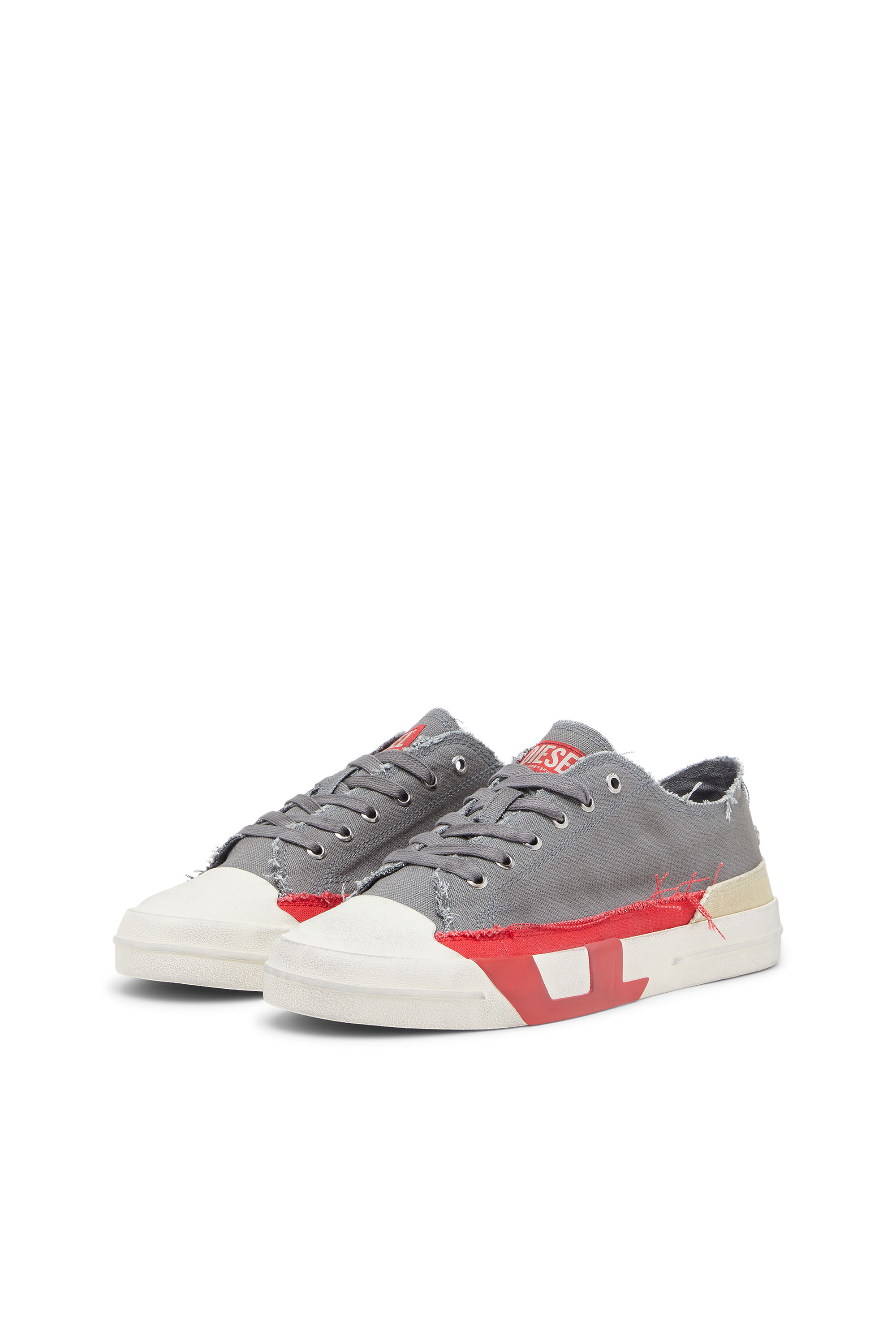 Diesel - S-D-VERSE LOW, S-D-Verse-Sneakers en toile à effet sali Homme in Gris - 9