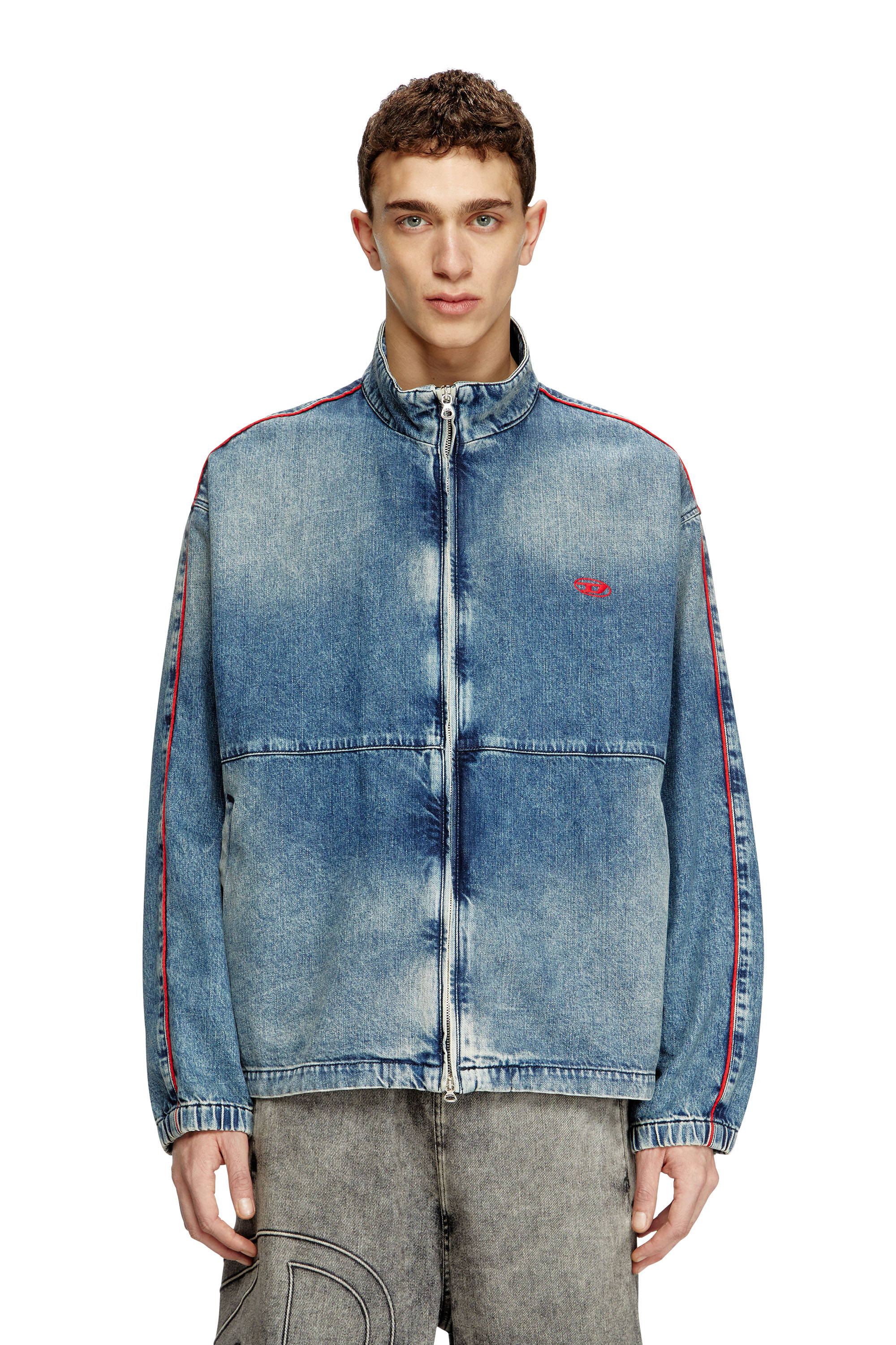 Diesel - D-KRAP-S2, Giacca in denim con profili rossi Uomo in Blu - 1