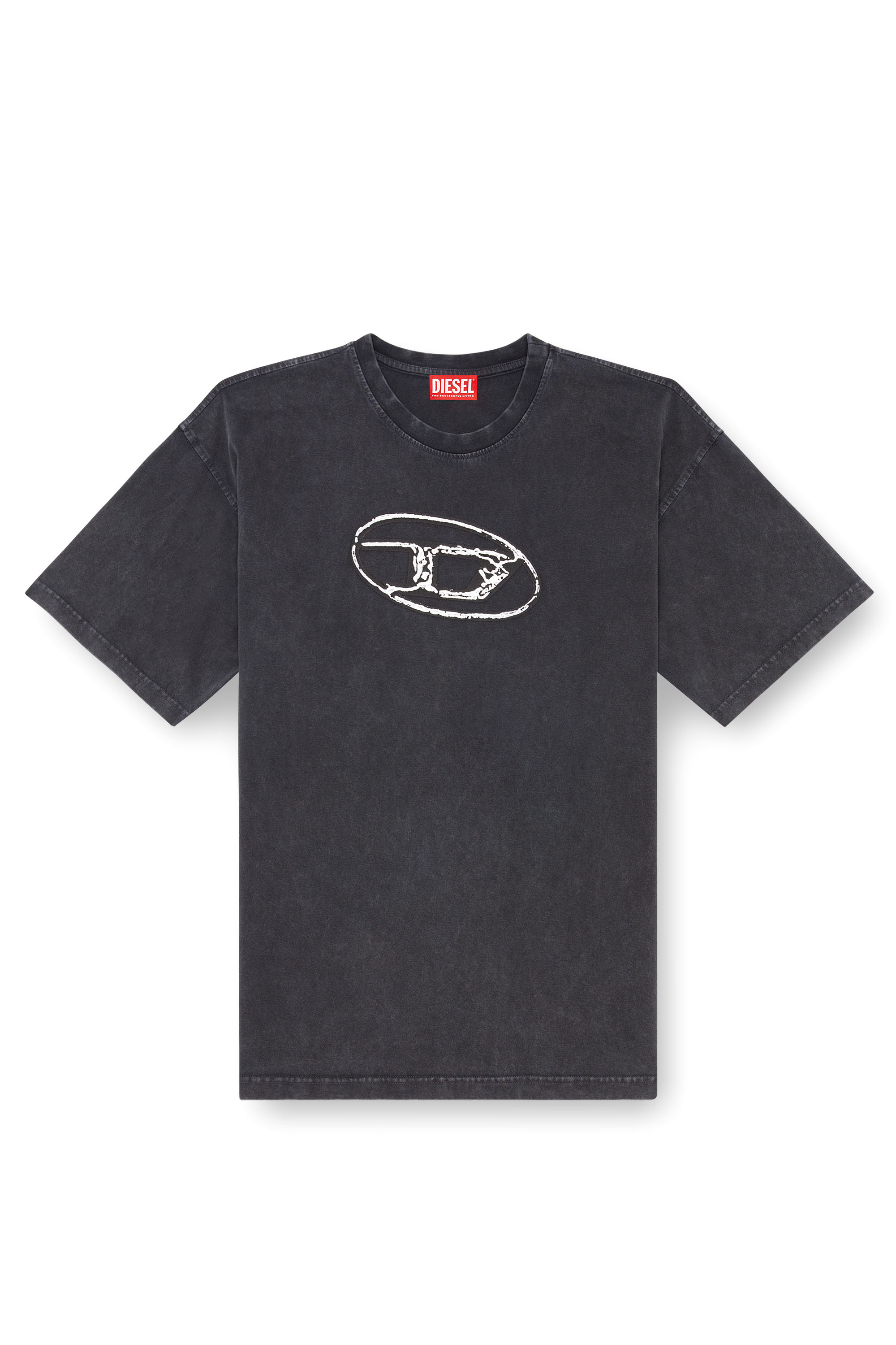 Diesel - T-BOXT-Q22, Herren Verblasstes T-Shirt mit Oval D-Print in Schwarz - Image 1