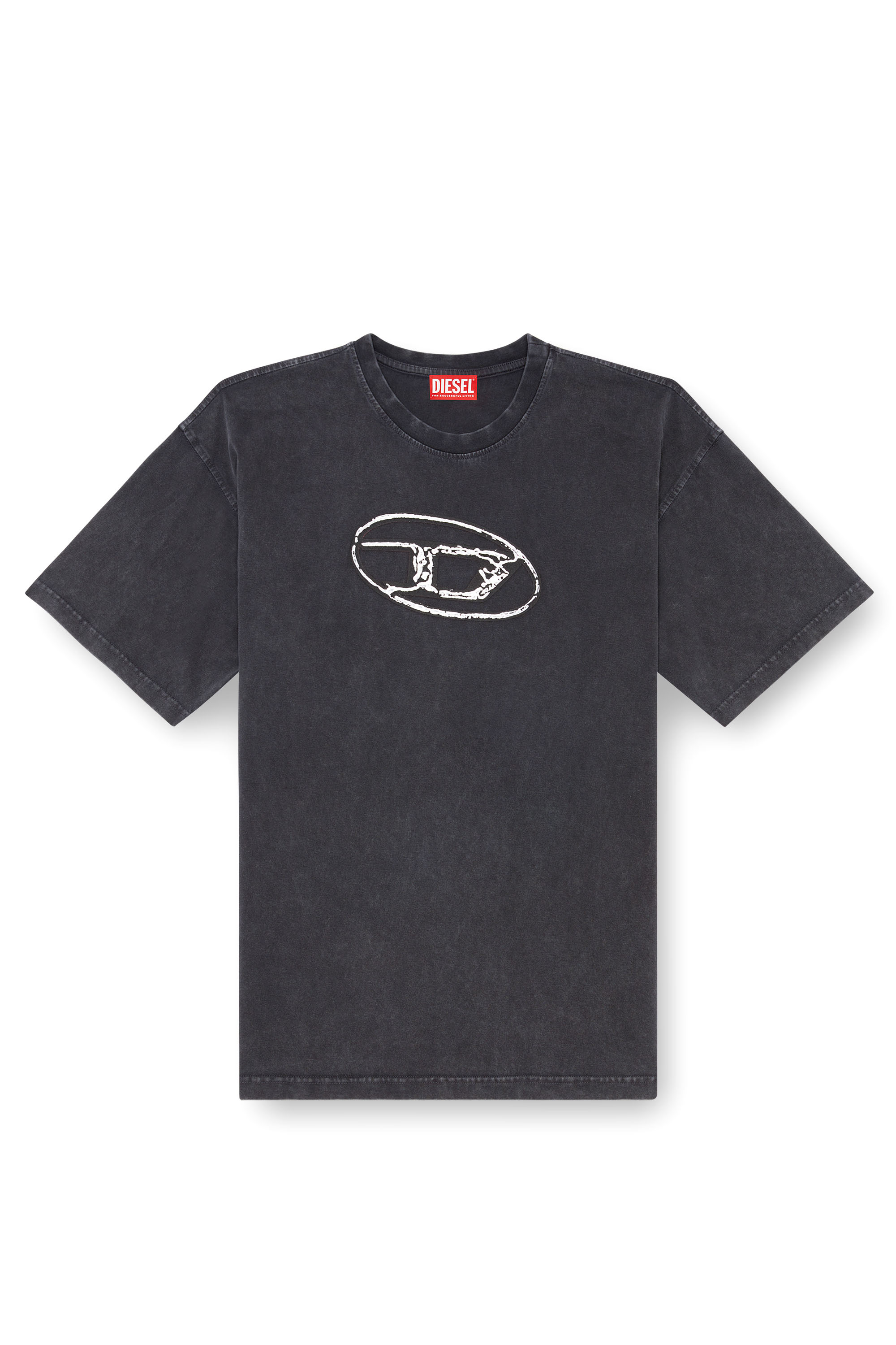 Diesel - T-BOXT-Q22, T-shirt sfumata con stampa Oval D Uomo in Nero - 2