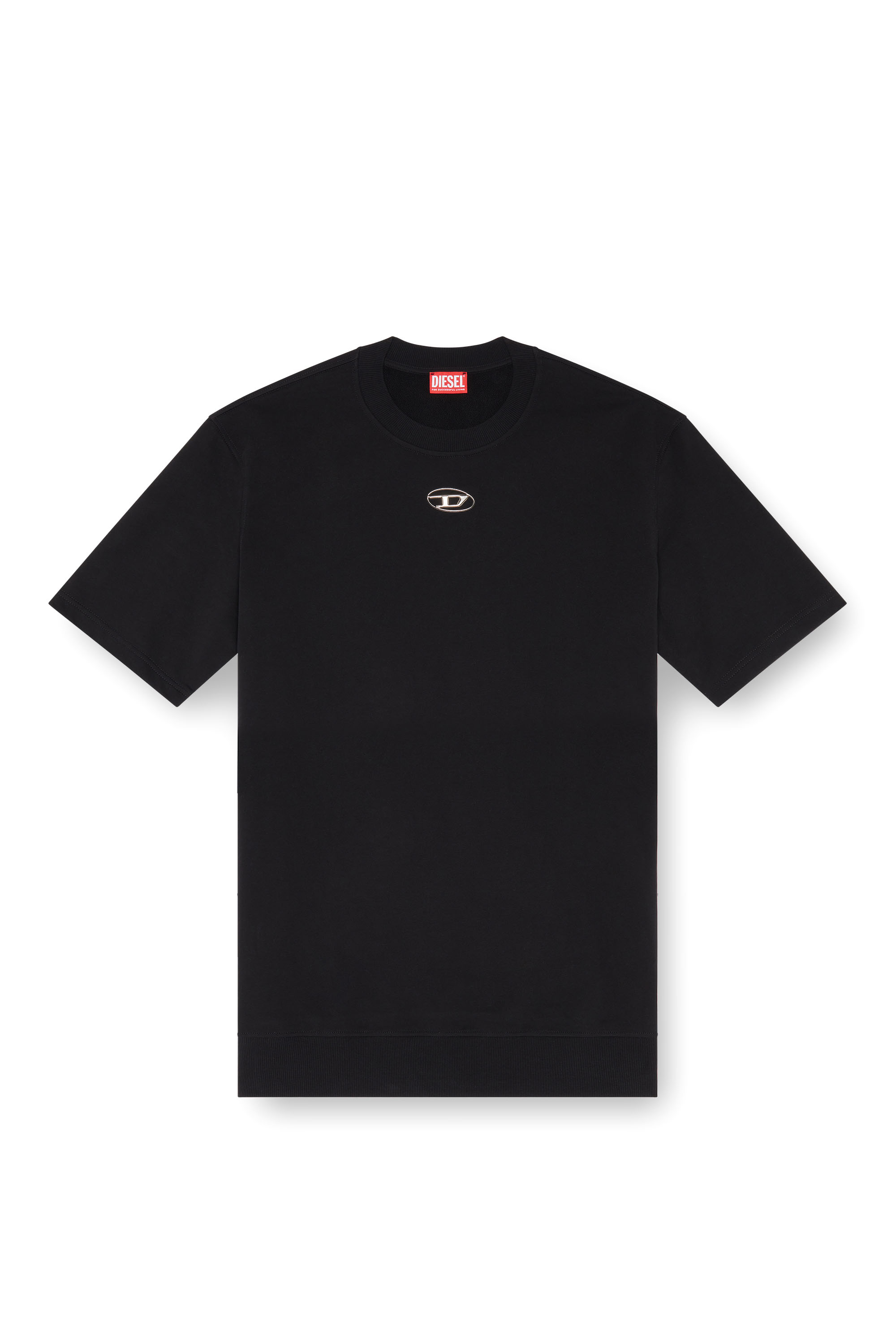 Diesel - S-COOLING-L1, Sweat-shirt &agrave; manches courtes avec logo m&eacute;tallis&eacute; Homme in Noir - 3