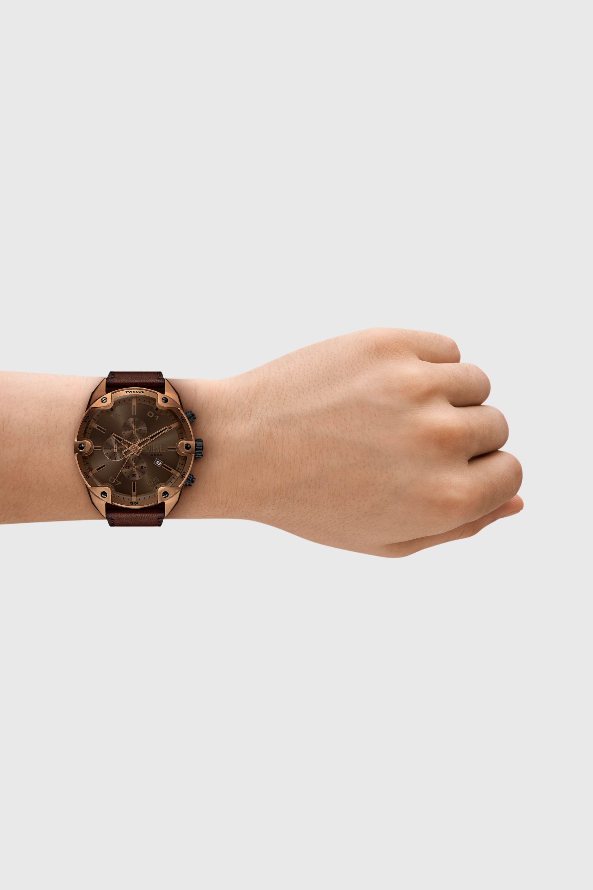 Diesel - DZ4698 WATCH, Orologio Spiked in pelle marrone Uomo in Marrone - 4