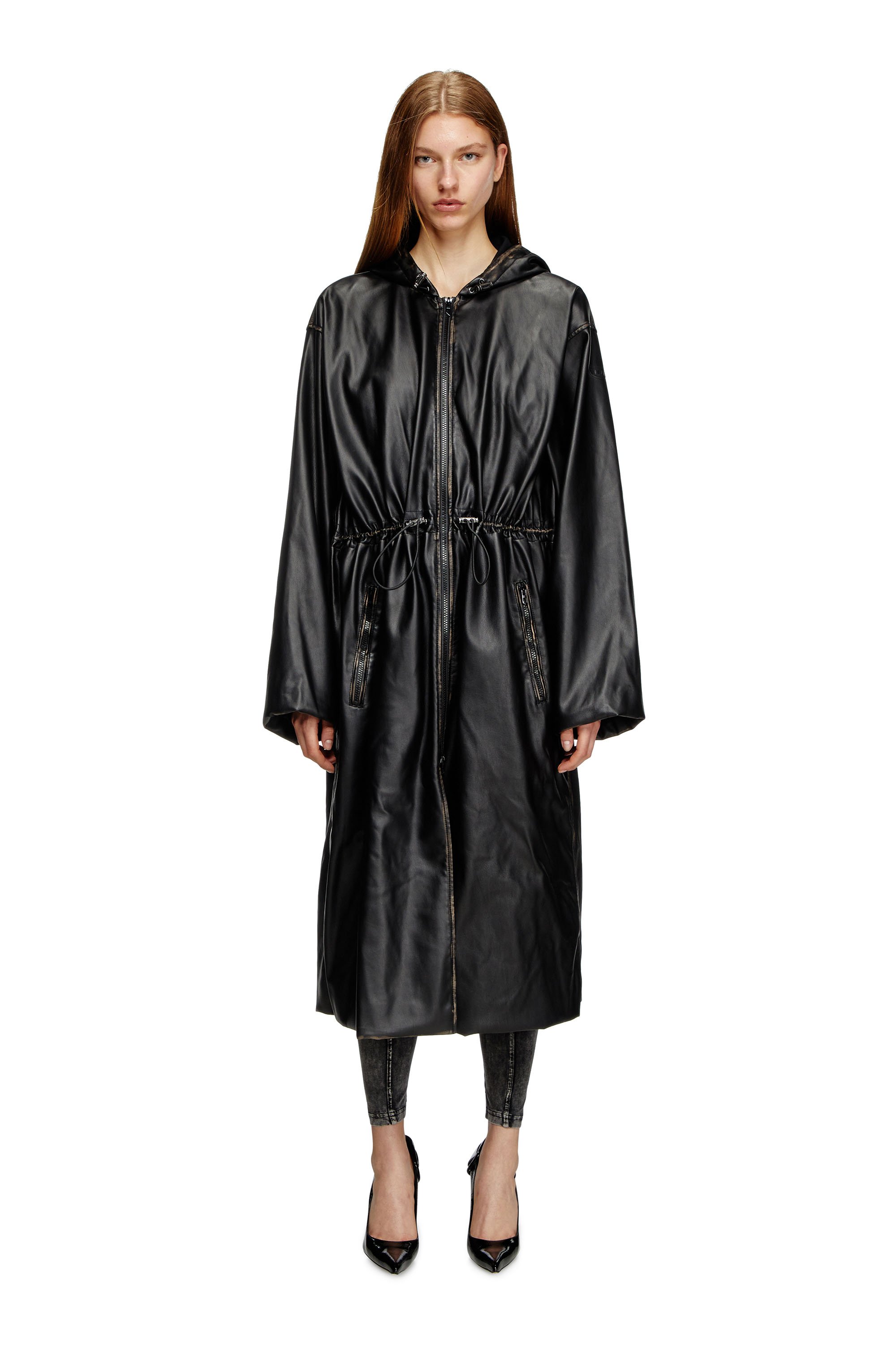 Diesel - G-LARY, Cappotto utility con cappuccio e trattamenti distressed Unisex in Nero - 1