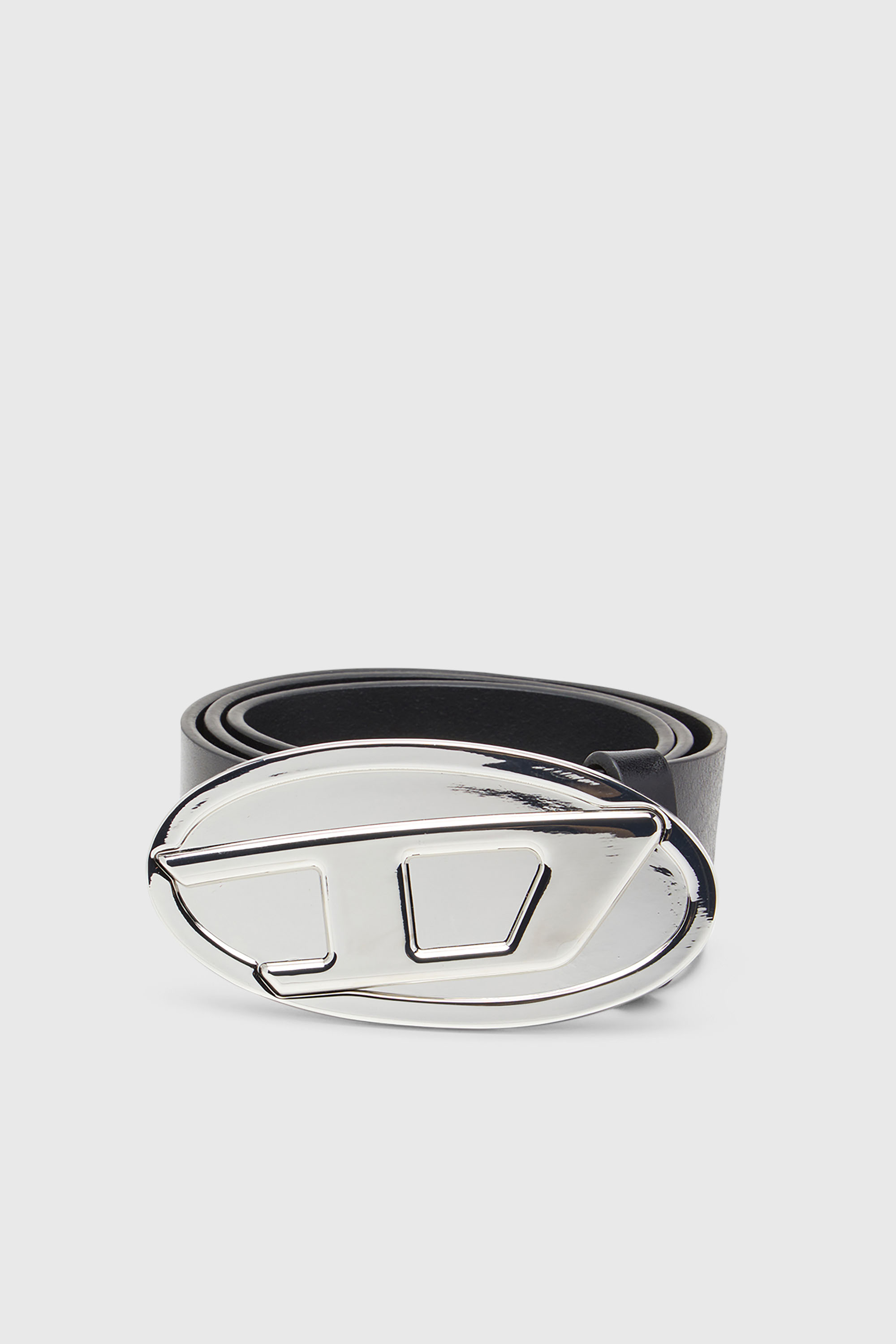 Diesel - B-1DR 2.0, Ceinture 4 cm en cuir avec plaque Oval D Femme in Noir - 1