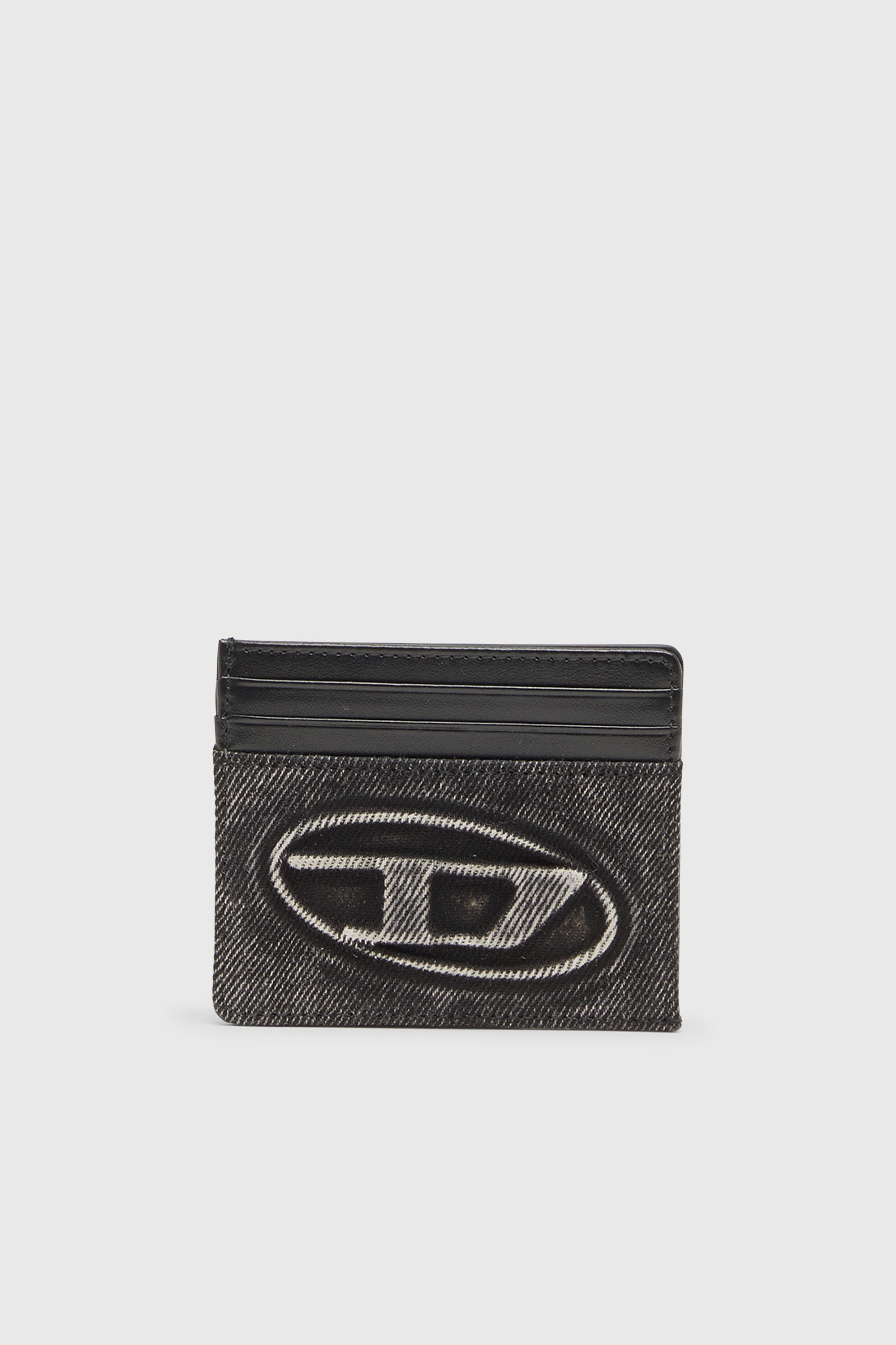 Diesel - 1DR CARD CASE, Porte-cartes en coton lav&eacute; et cuir Mixte in Gris - 1