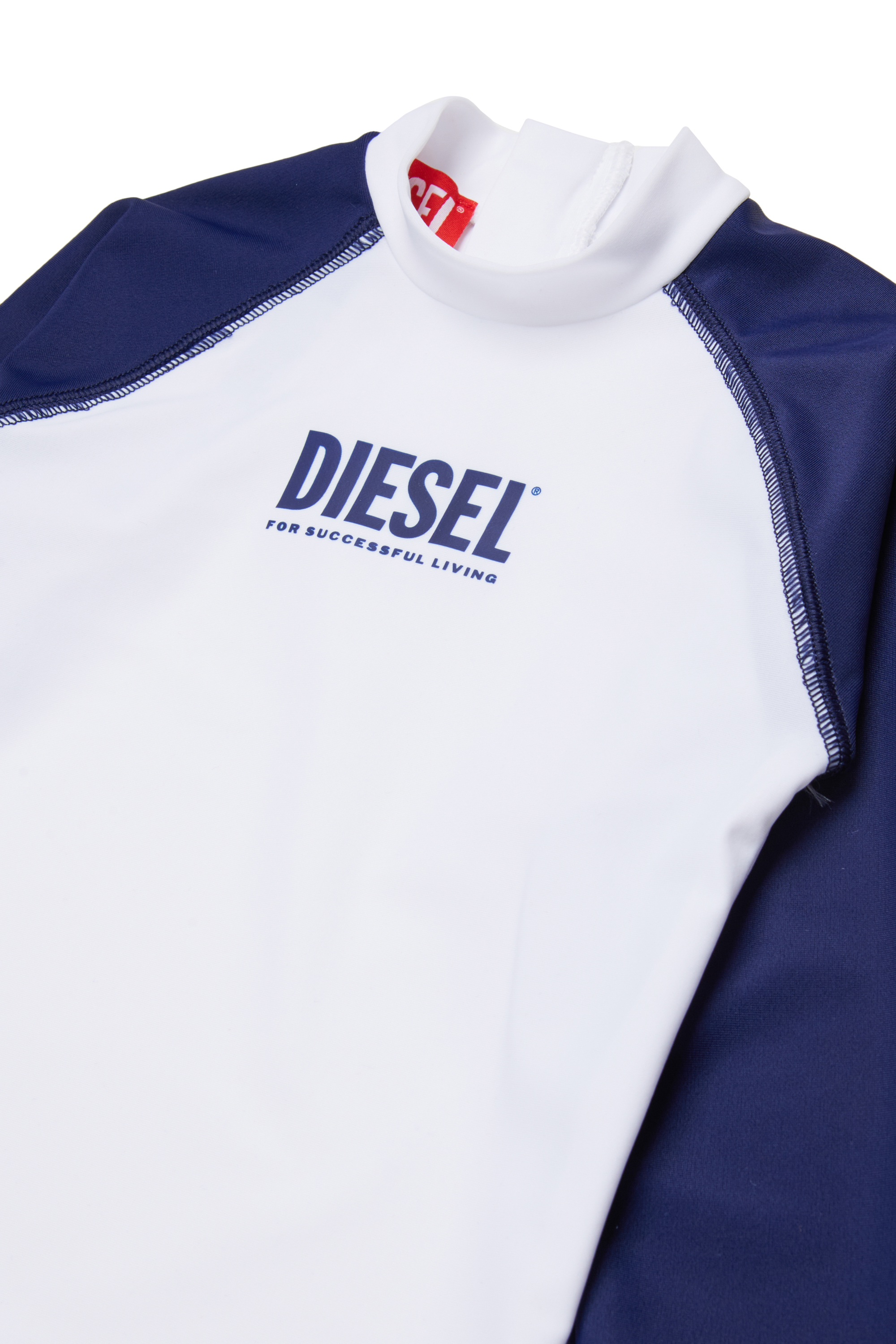 Diesel - MTRIB, Man's Rash guard with high neck in White/Blue - 3