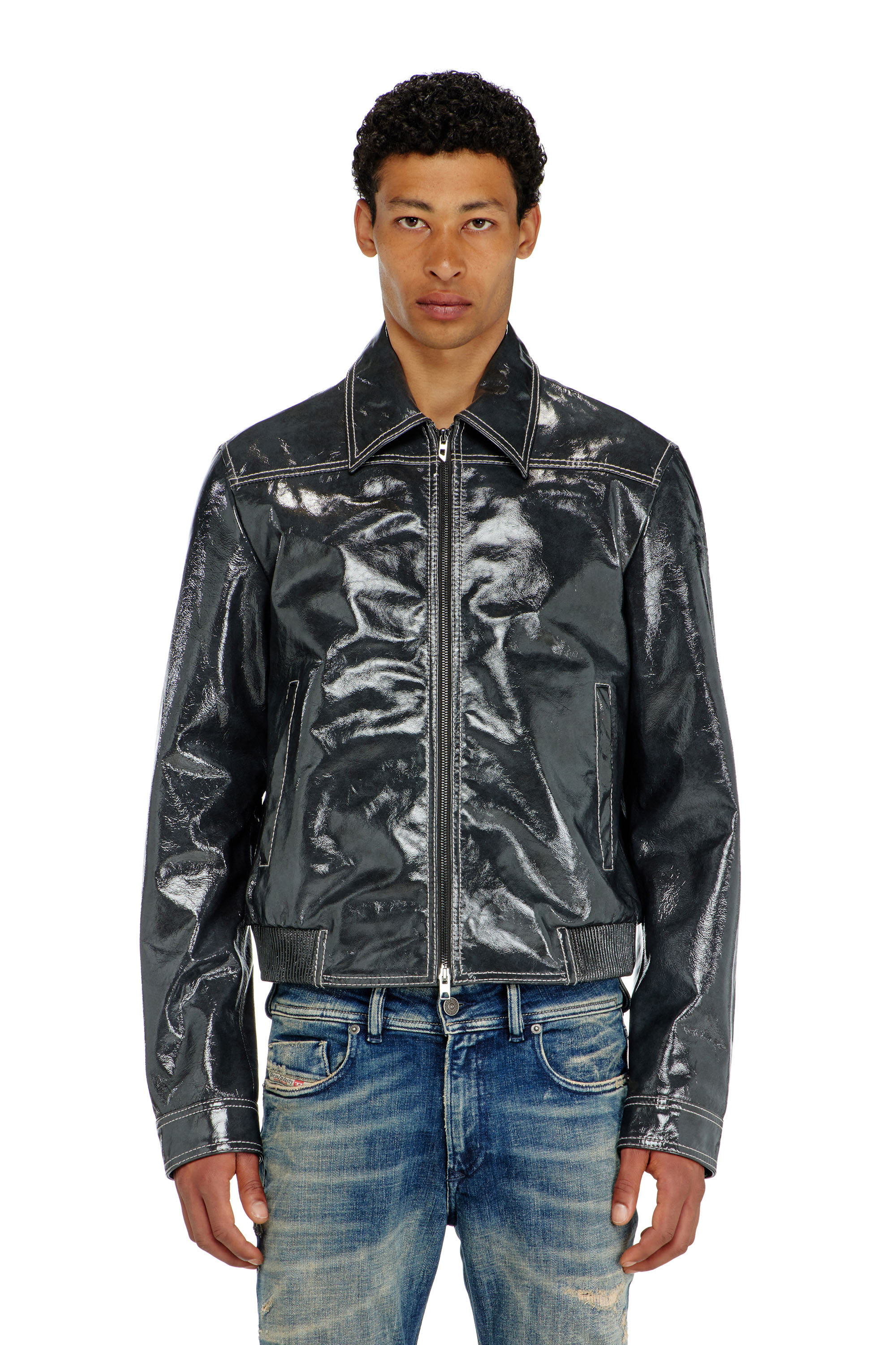 Diesel - L-ADDI, Giacca in vernice Uomo in Grigio - 1