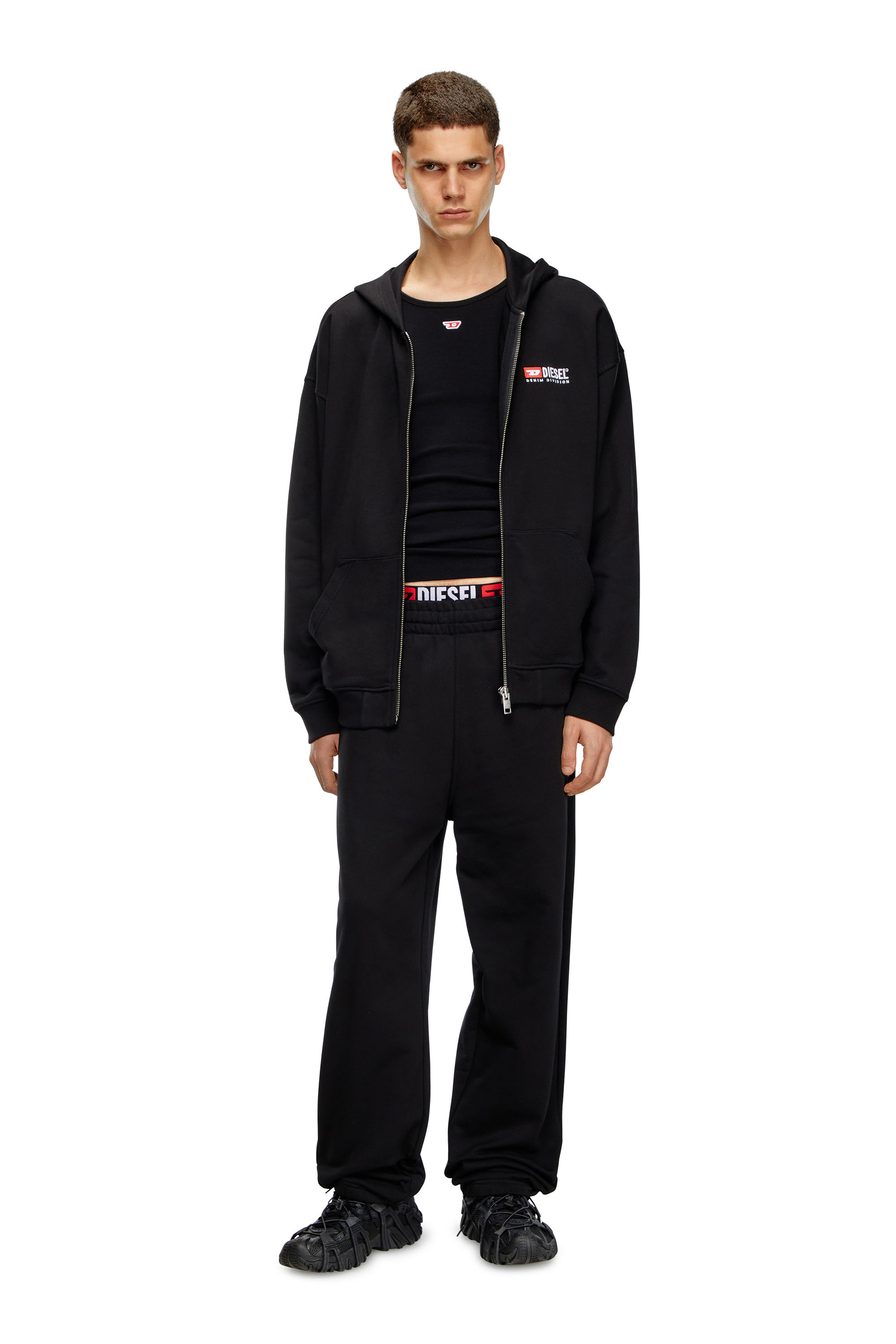 Diesel - S-BOXT-HOOD-ZIP-DIV, Sweat-shirt à capuche zippé avec broderie Diesel Homme in Noir - 2