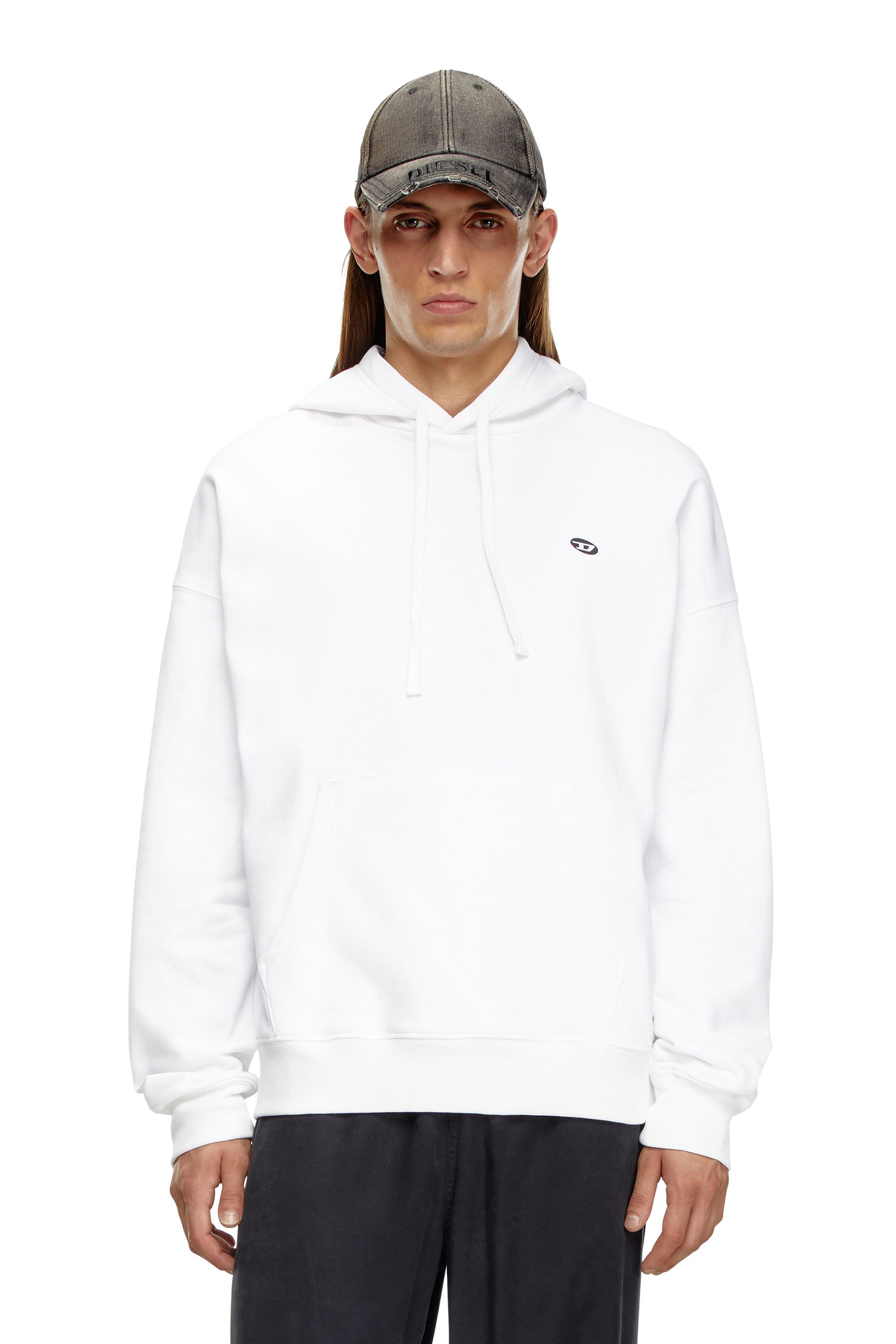 Diesel - S-ROB-HOOD-DOVAL-PJ, Homme Sweat-shirt à capuche avec empiècement oval D in Blanc - Image 1