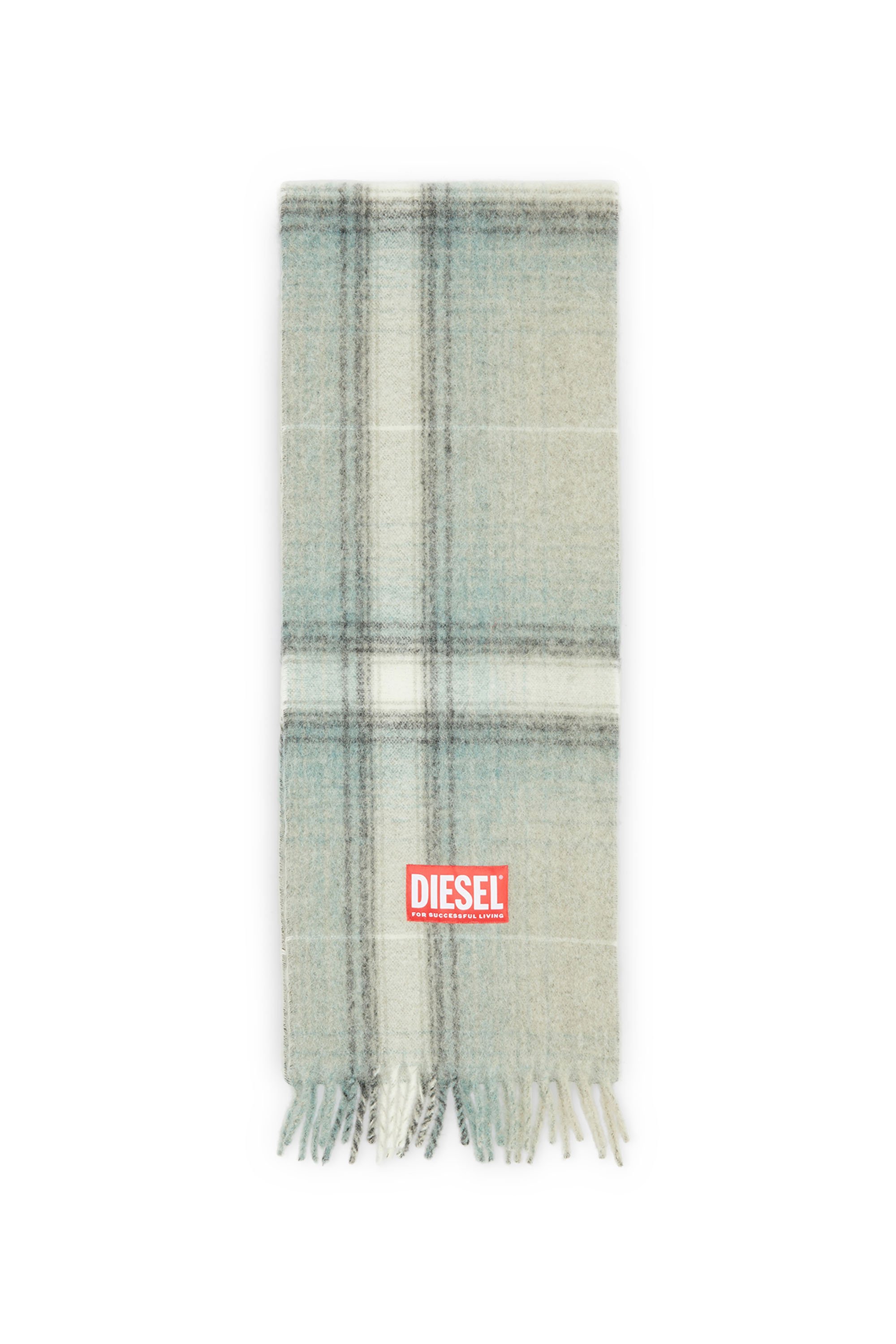 Diesel - S-BESTRO, Écharpe à carreaux en laine et alpaga Homme in Gris - 1