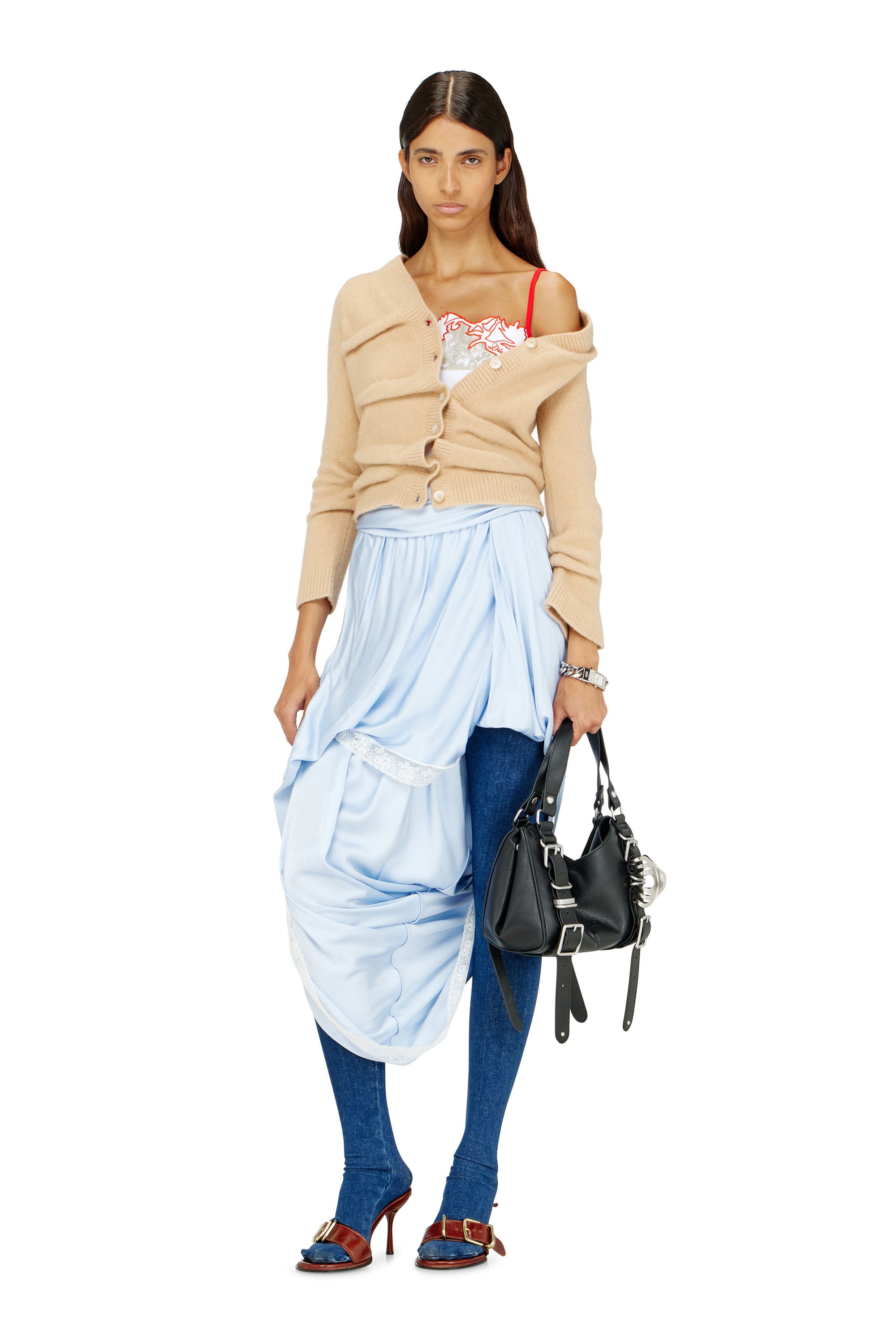 Diesel - M-AVA, Cardigan cropped in maglia wrinkled lavorata a caldo Donna in ToBeDefined - 2