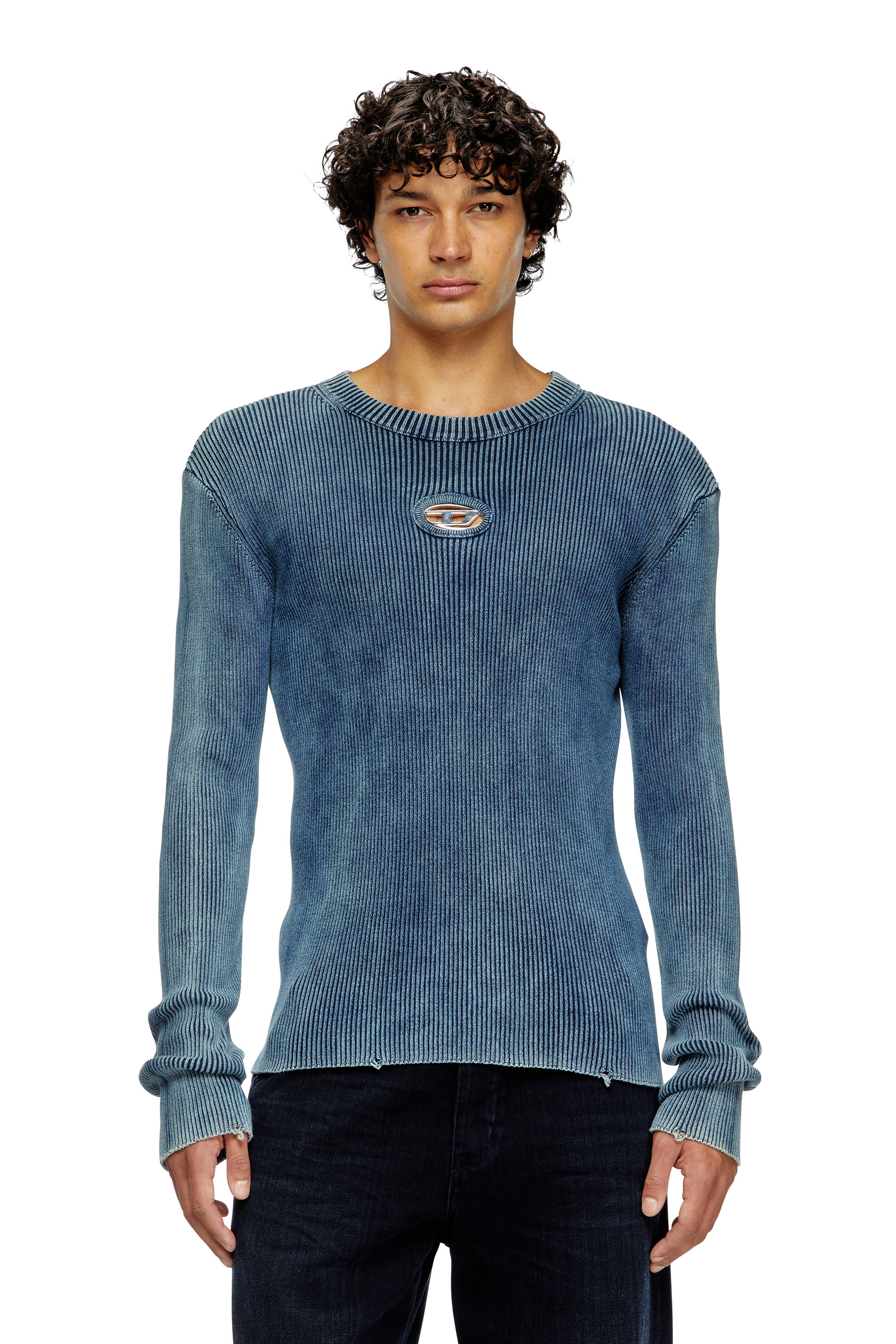 Diesel - K-DARIN-D, Herren Vielgetragener Pullover mit Cutout-Logo in Blau - 1