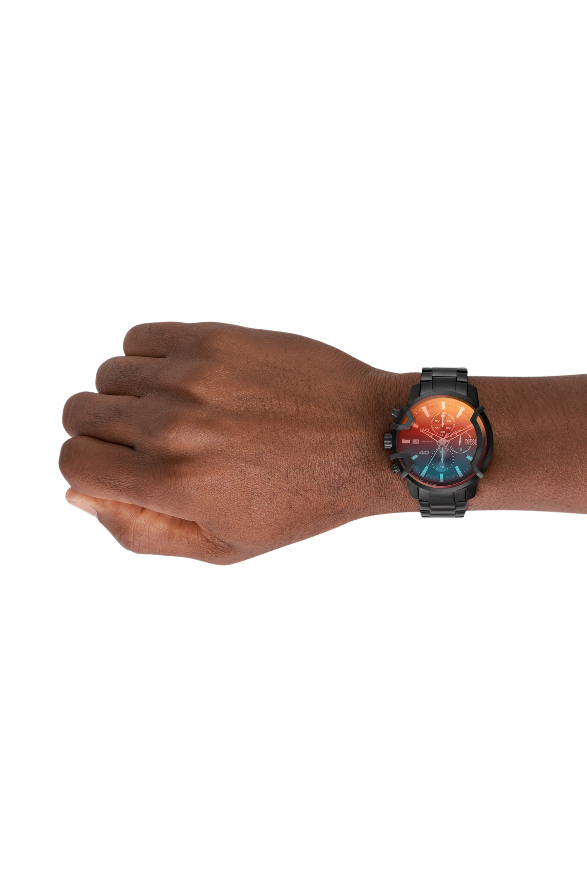 Diesel - DZ4605, Unisex Griffed Chronograph aus schwarzem Edelstahl in Schwarz/Dunkelgrau - 4