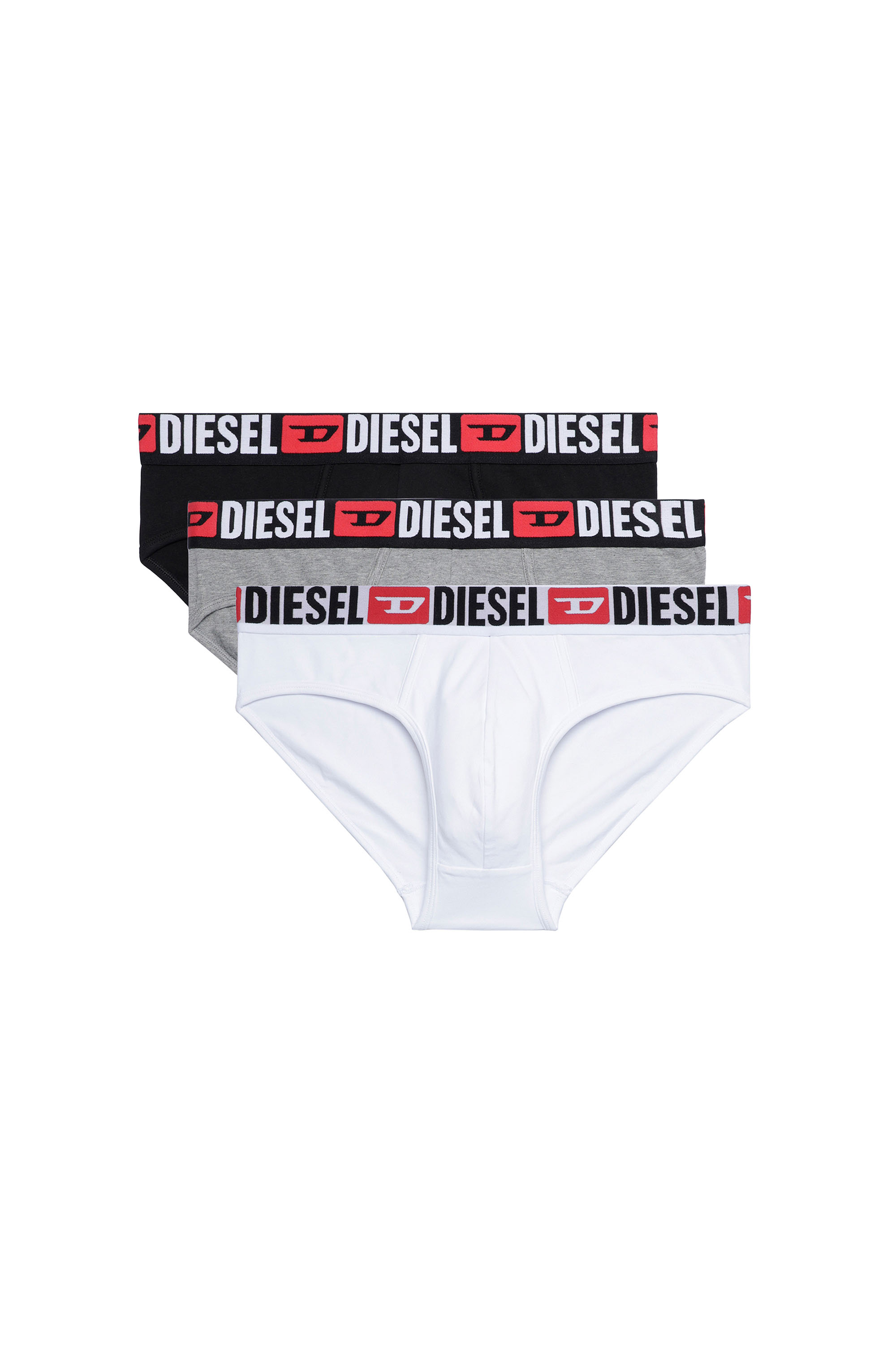 Diesel - UMBR-ANDRETHREEPACK, Herren Einfarbige Briefs im Dreierpack in Weiss/Schwarz - 1