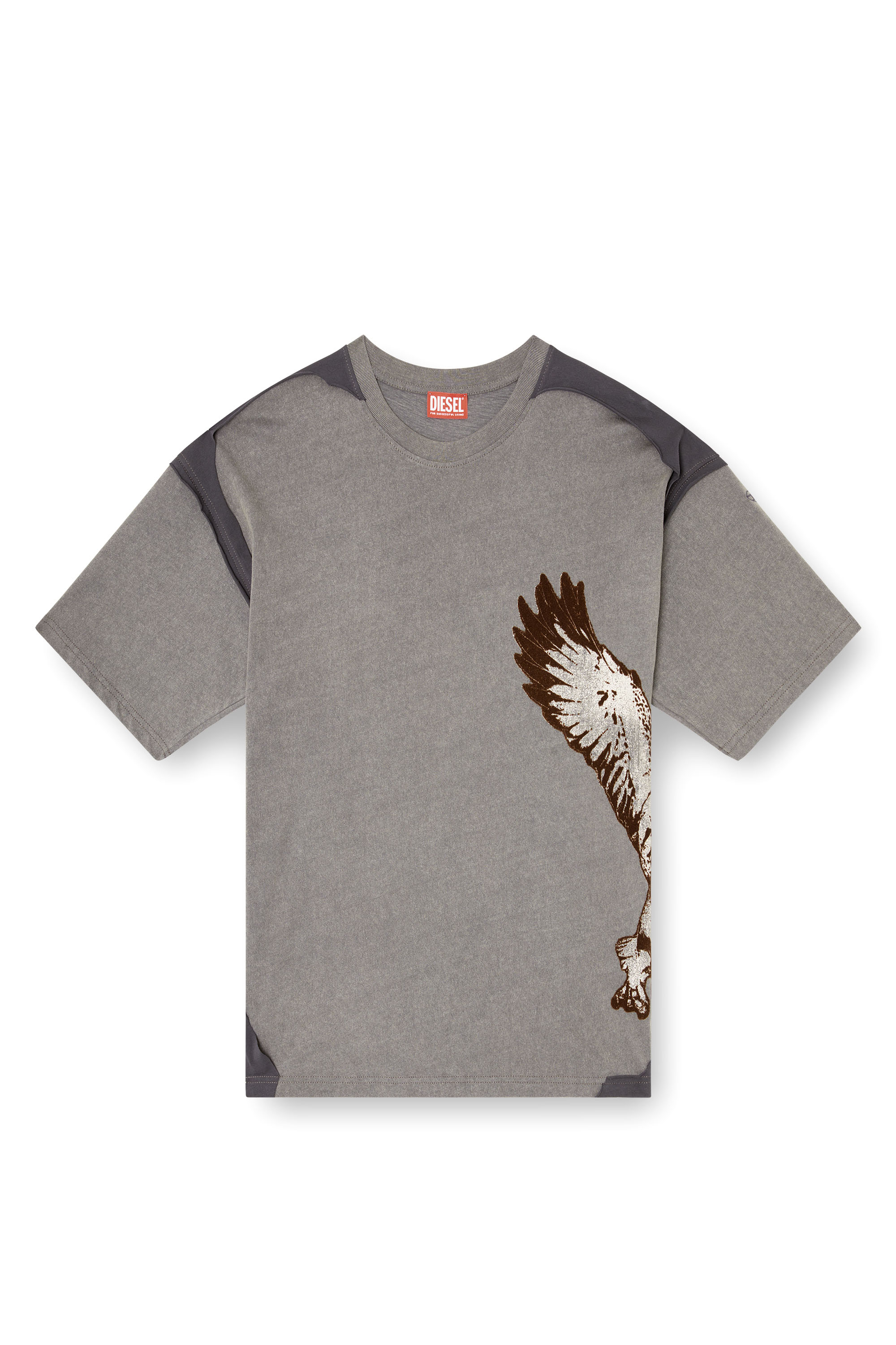 Diesel - T-BOXT-PEELOFF, T-shirt peel-off avec imprimé aigle Homme in Gris - 2