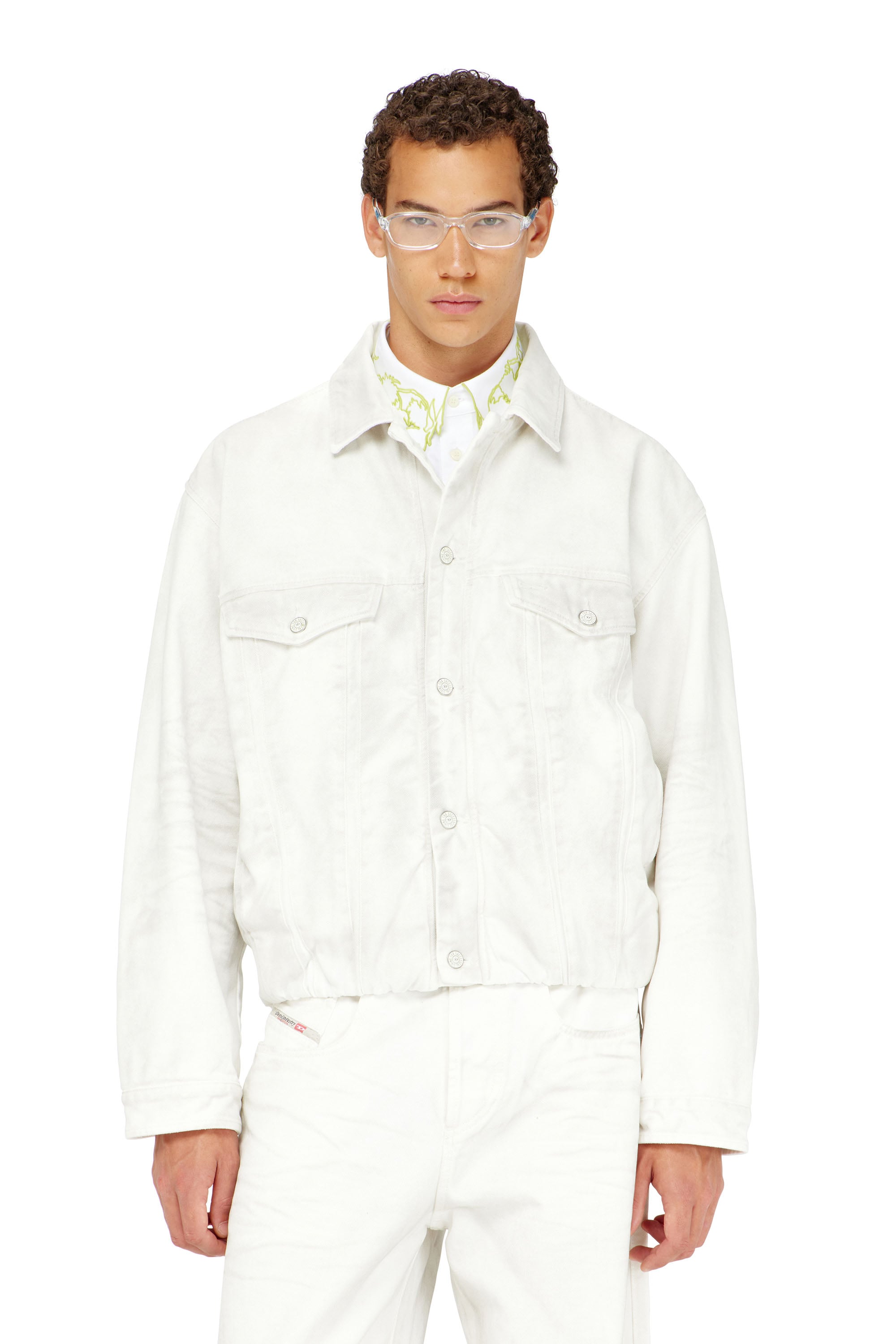 Diesel - D-MORVI-FSJ1, Veste trucker en denim stretch Homme in Blanc - 1