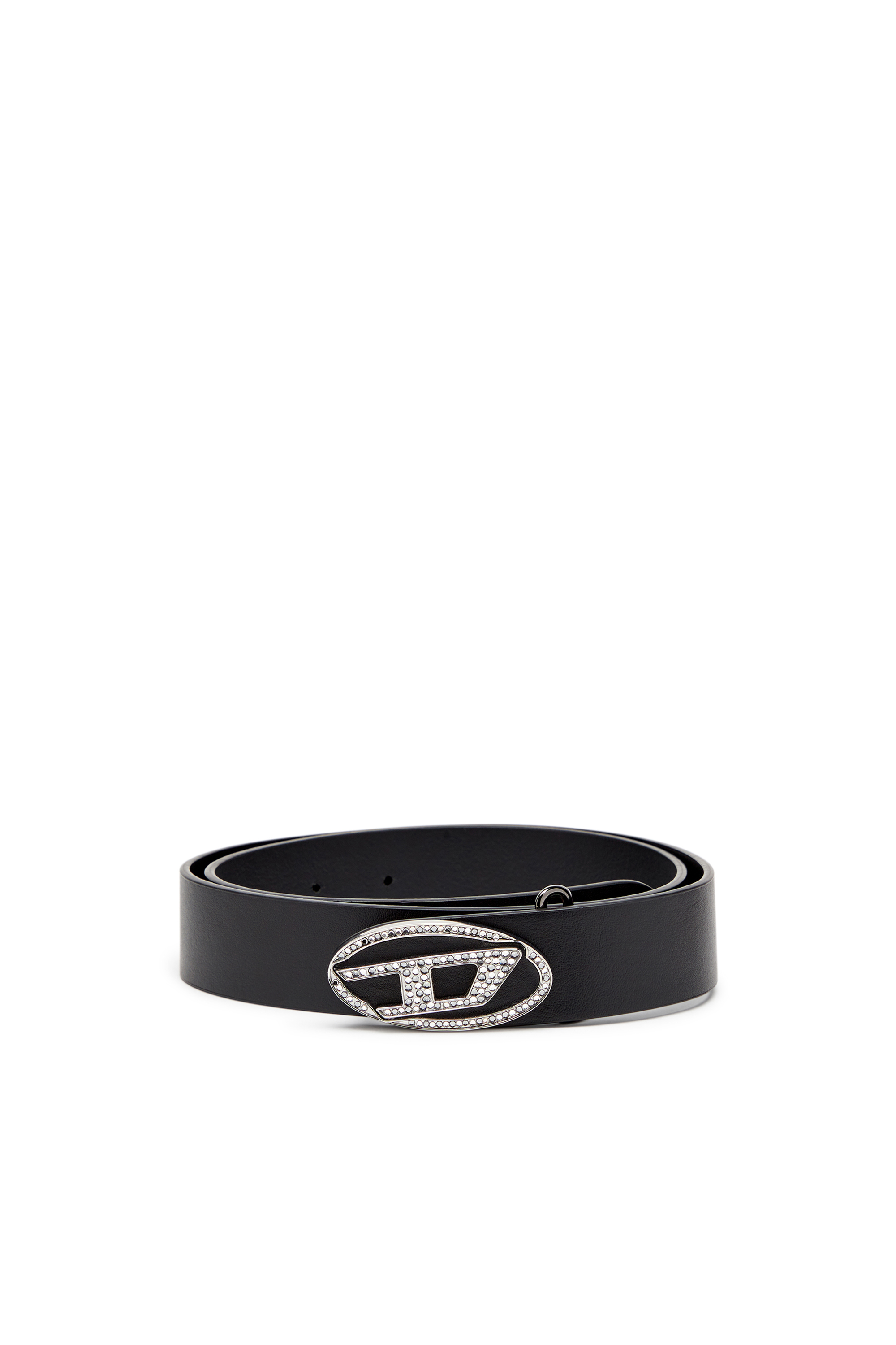 Diesel - B-1DR-LAYER STRASS, Ceinture en cuir avec boucle en cristal Femme in Noir - 1