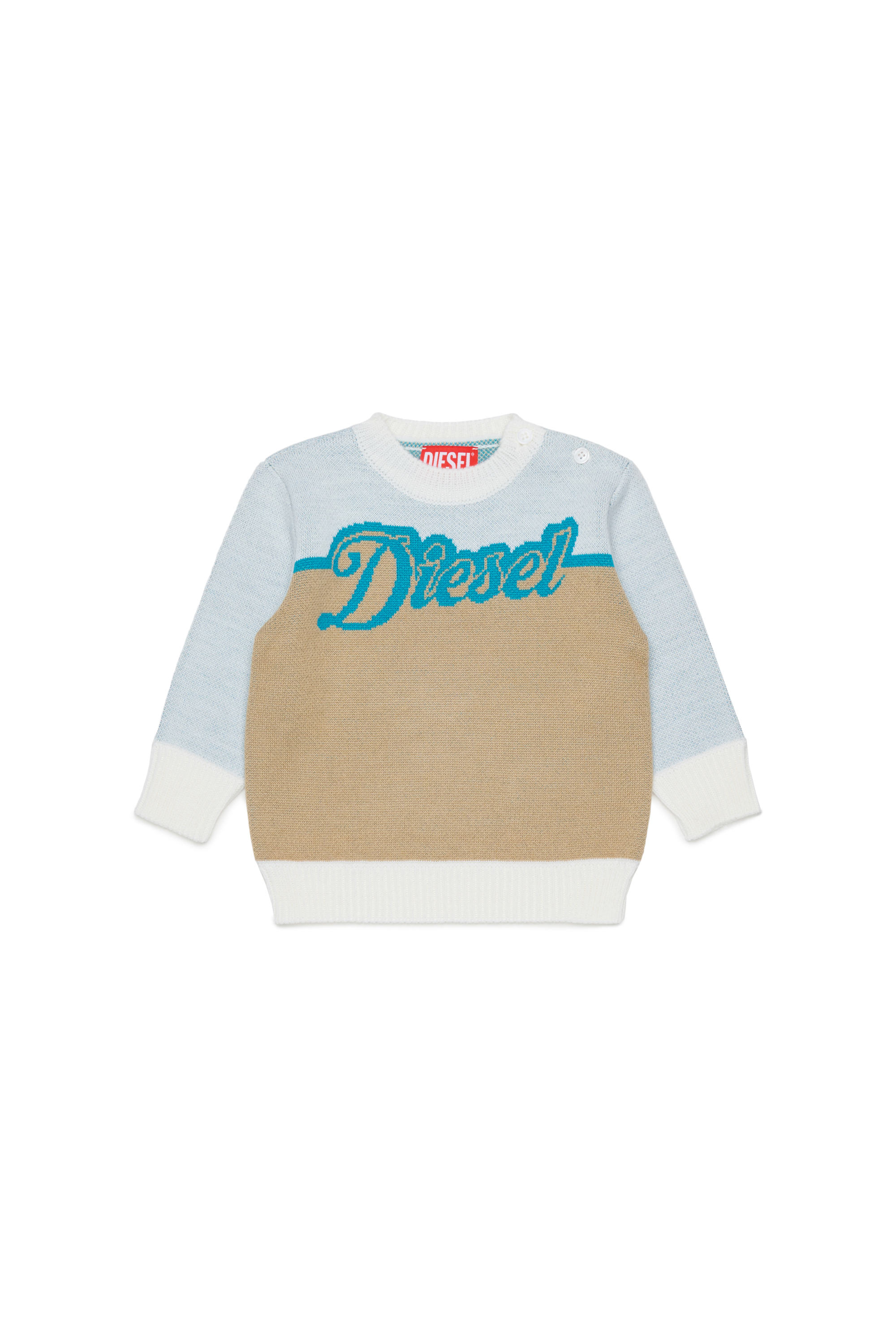 Diesel - KBLOB, Maglione in misto lana con logo Diesel Unisex in Bianco - 1