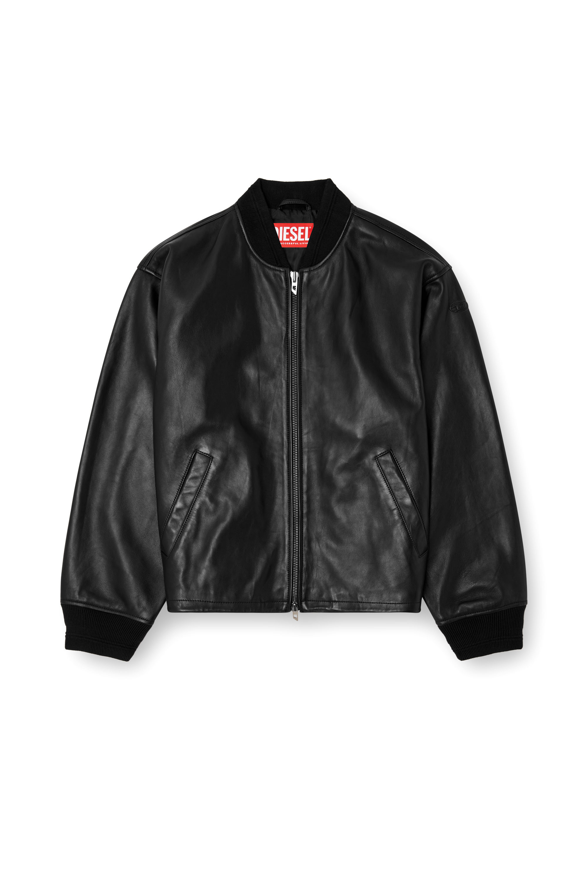 Diesel - L-KHAT, Veste bomber en cuir ciré Homme in Noir - 3