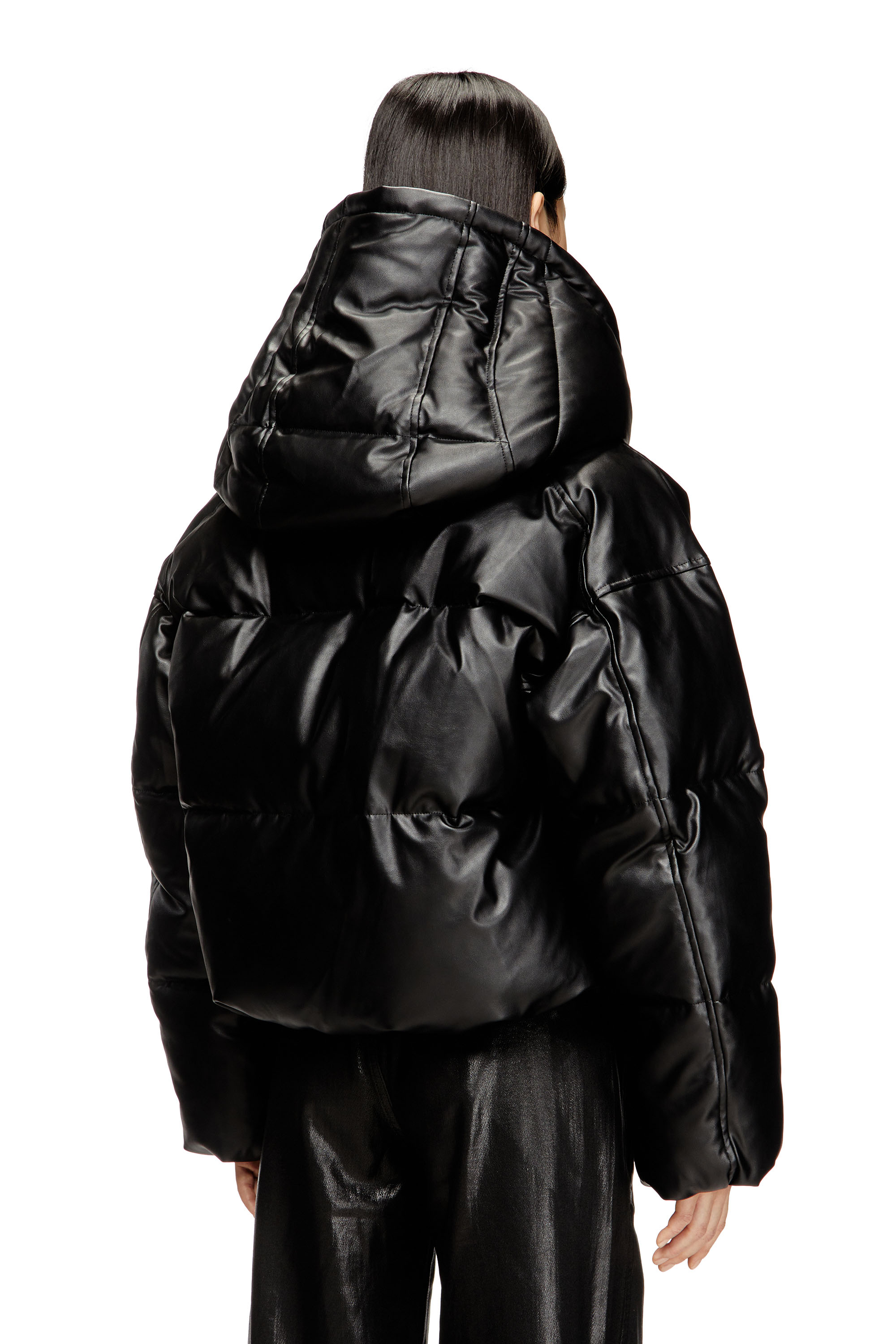 Diesel - W-ILLEY, Giacca imbottita over in tessuto coated Donna in Nero - 4