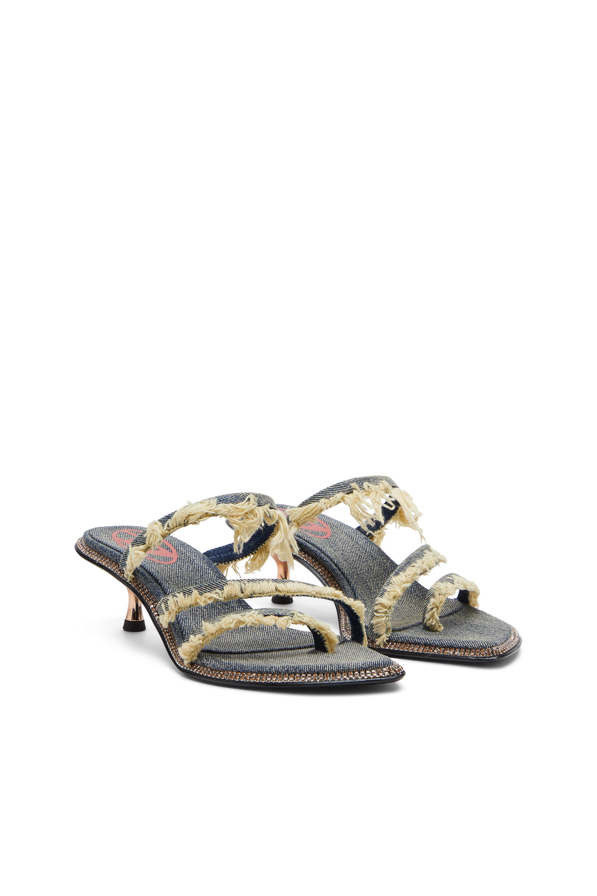 Diesel - D-HAVANNA KITTIE, D-Havanna Kittie-Mule in denim sfrangiato con cristalli Donna in Blu - 2