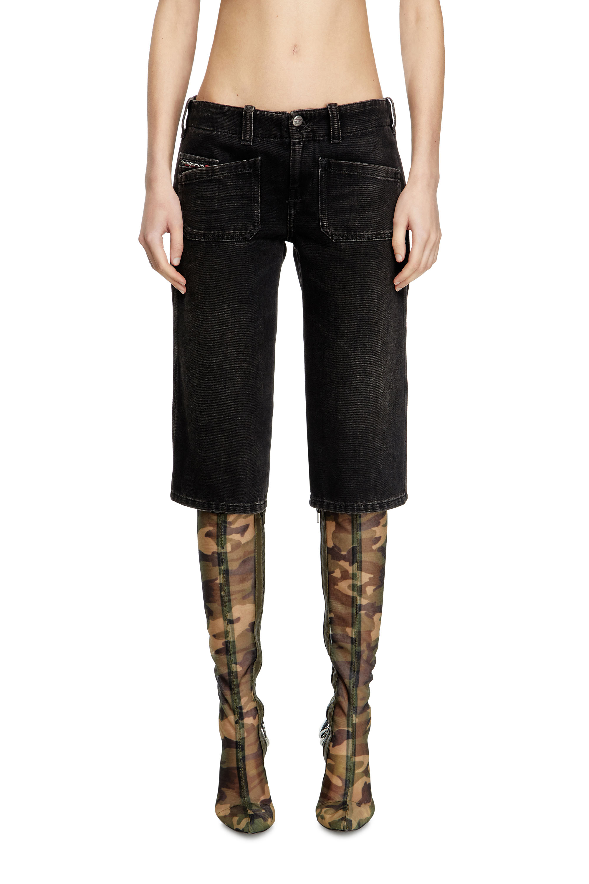 DE-KEATE-SHORT, Noir Diesel - DE-KEATE-SHORT, Short capri en denim Femme in Noir - 3