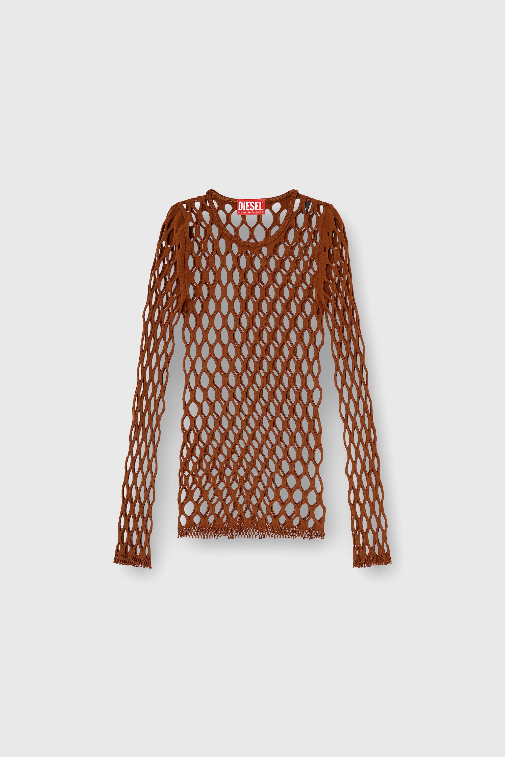Diesel - M-ZANDA, Top in maglia stretch a rete Donna in Marrone - 2