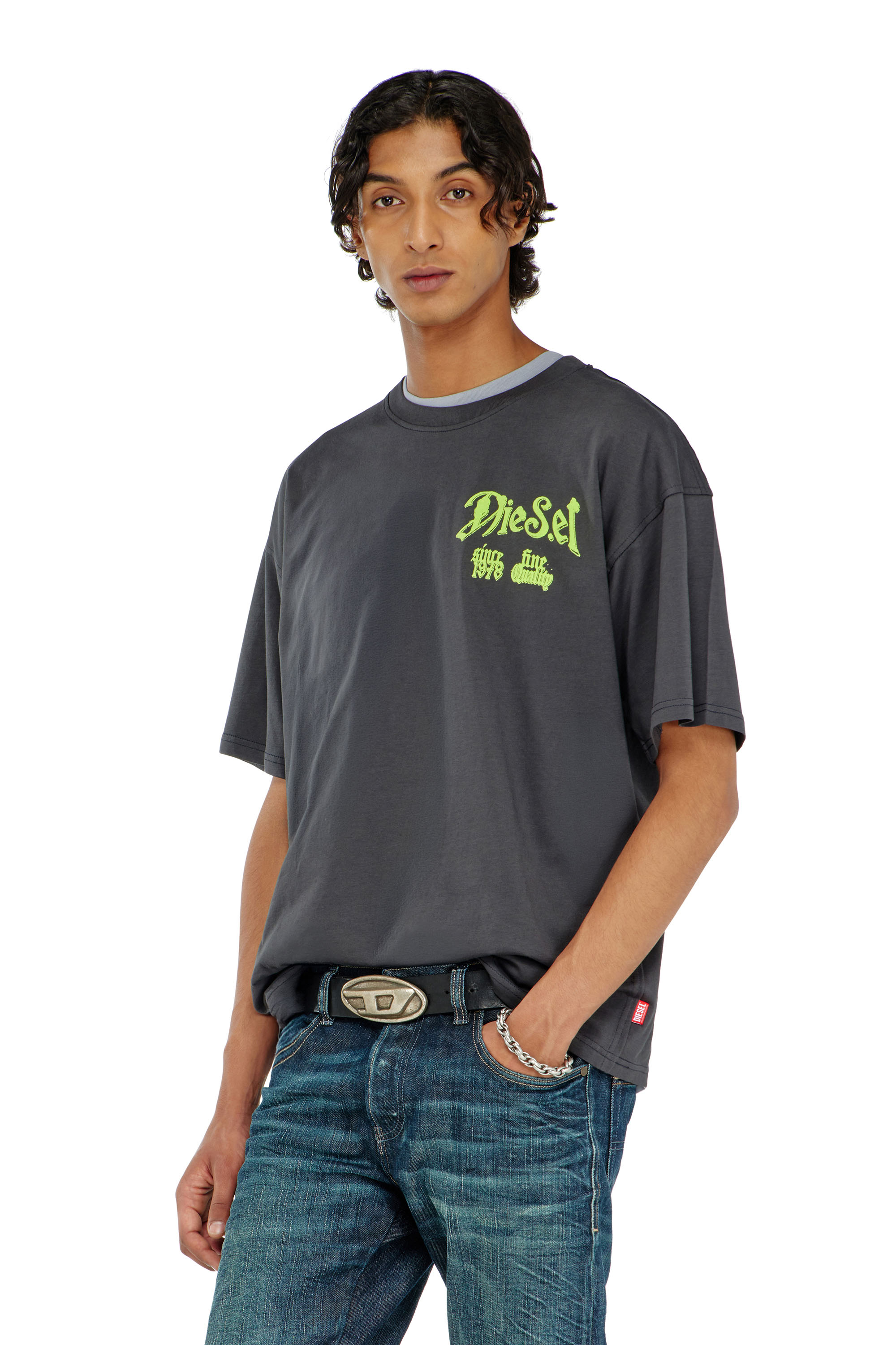 Diesel - T-BOXT-AA2, T-shirt in cotone con grafica in flock Uomo in ToBeDefined - 1