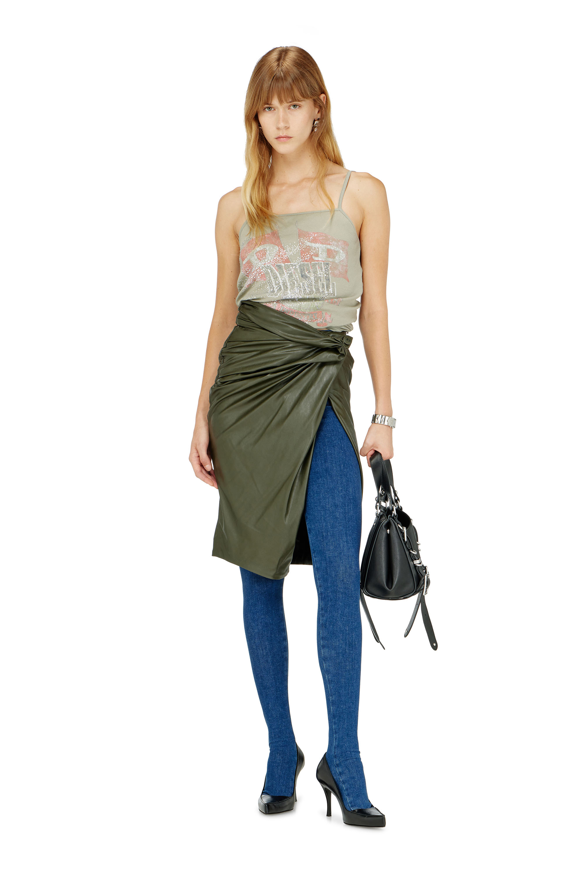Diesel - O-DASLI, Jupe crayon drap&eacute;e avec fente Femme in ToBeDefined - 1