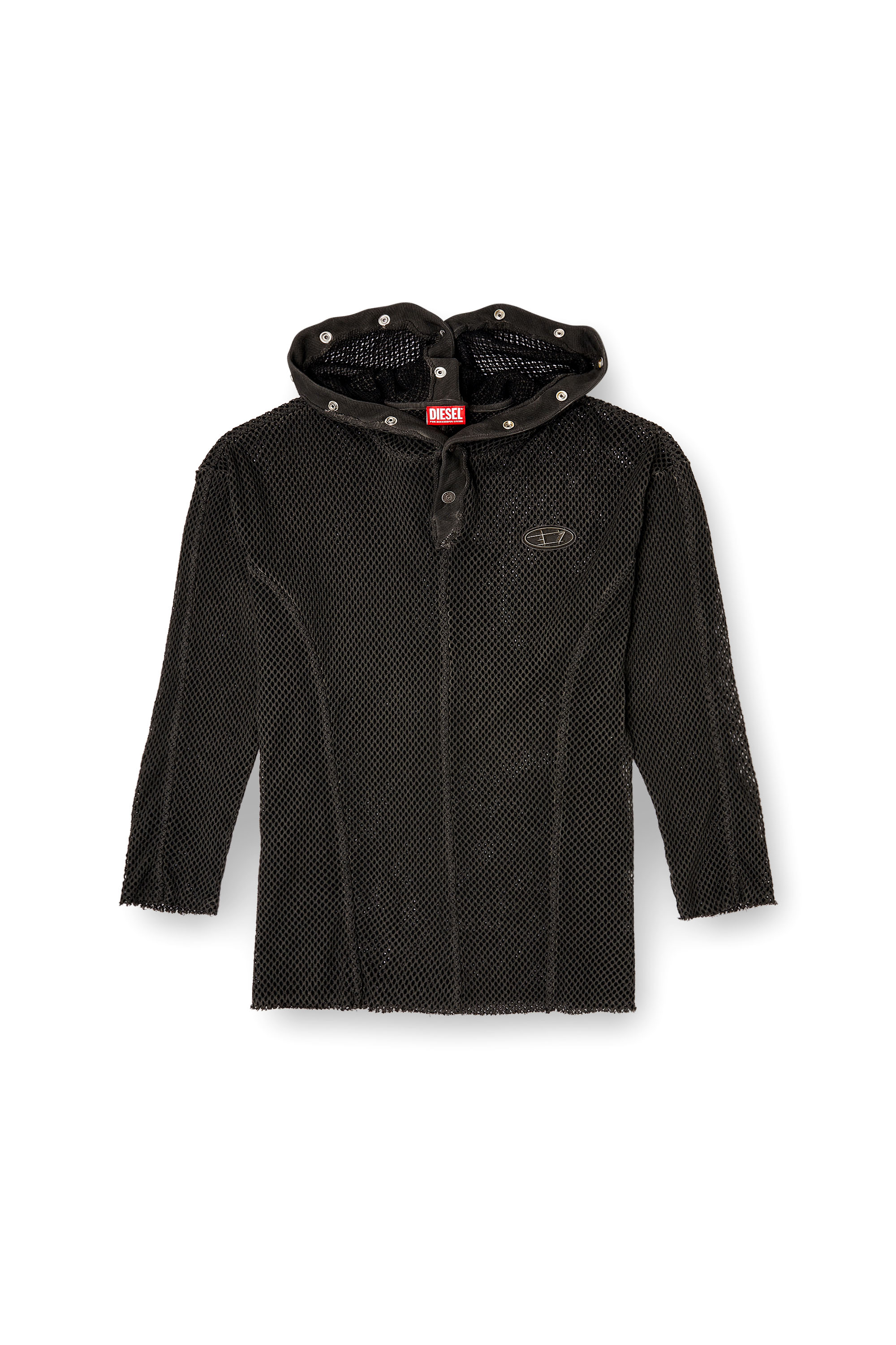 Diesel - S-THUG-FISHNET, Sweat à capuche en résille avec capuche à fermeture complète Mixte in Noir - 3
