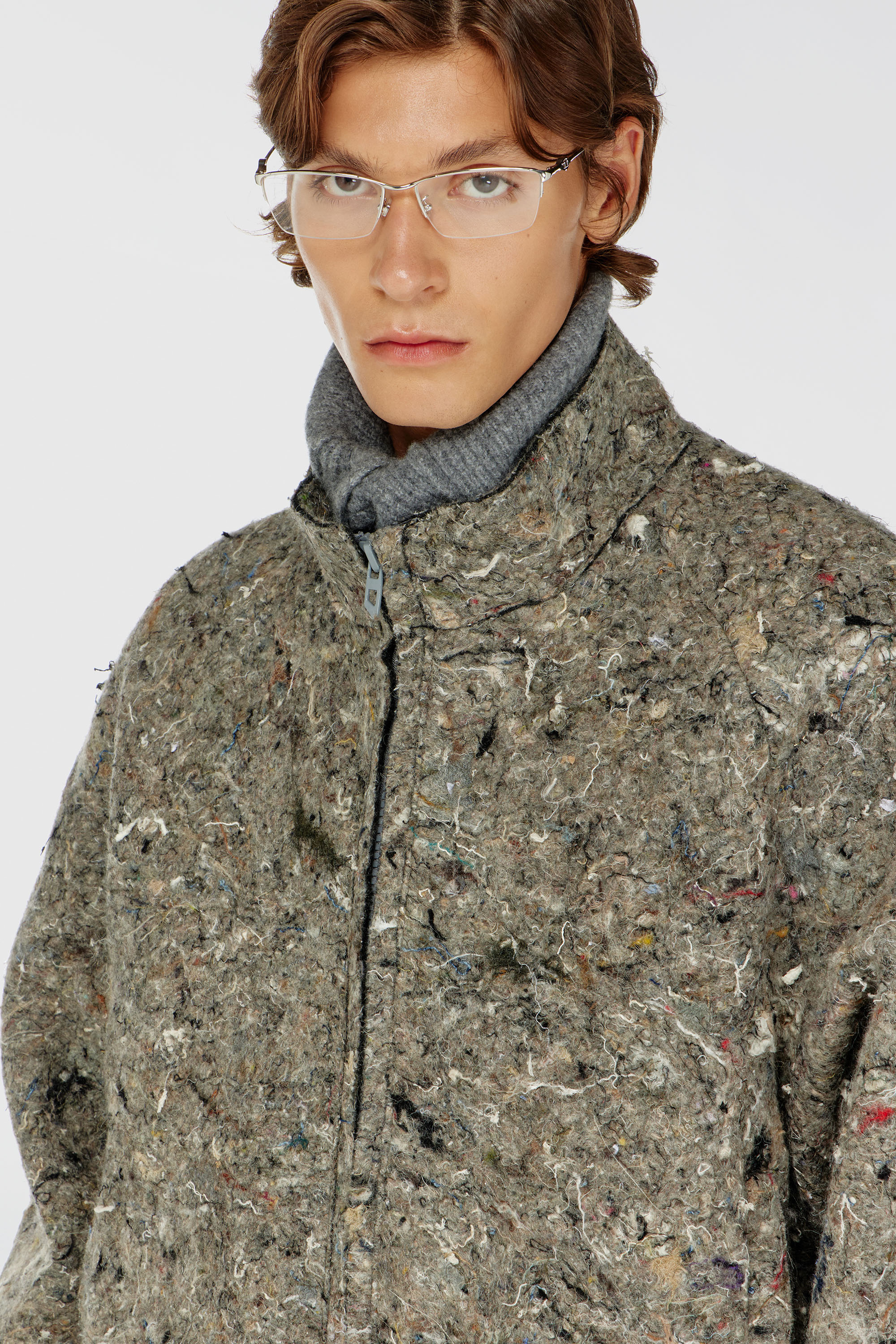 Diesel - J-DISTEM, Herren Upcycled Filzjacke in Grau - 5