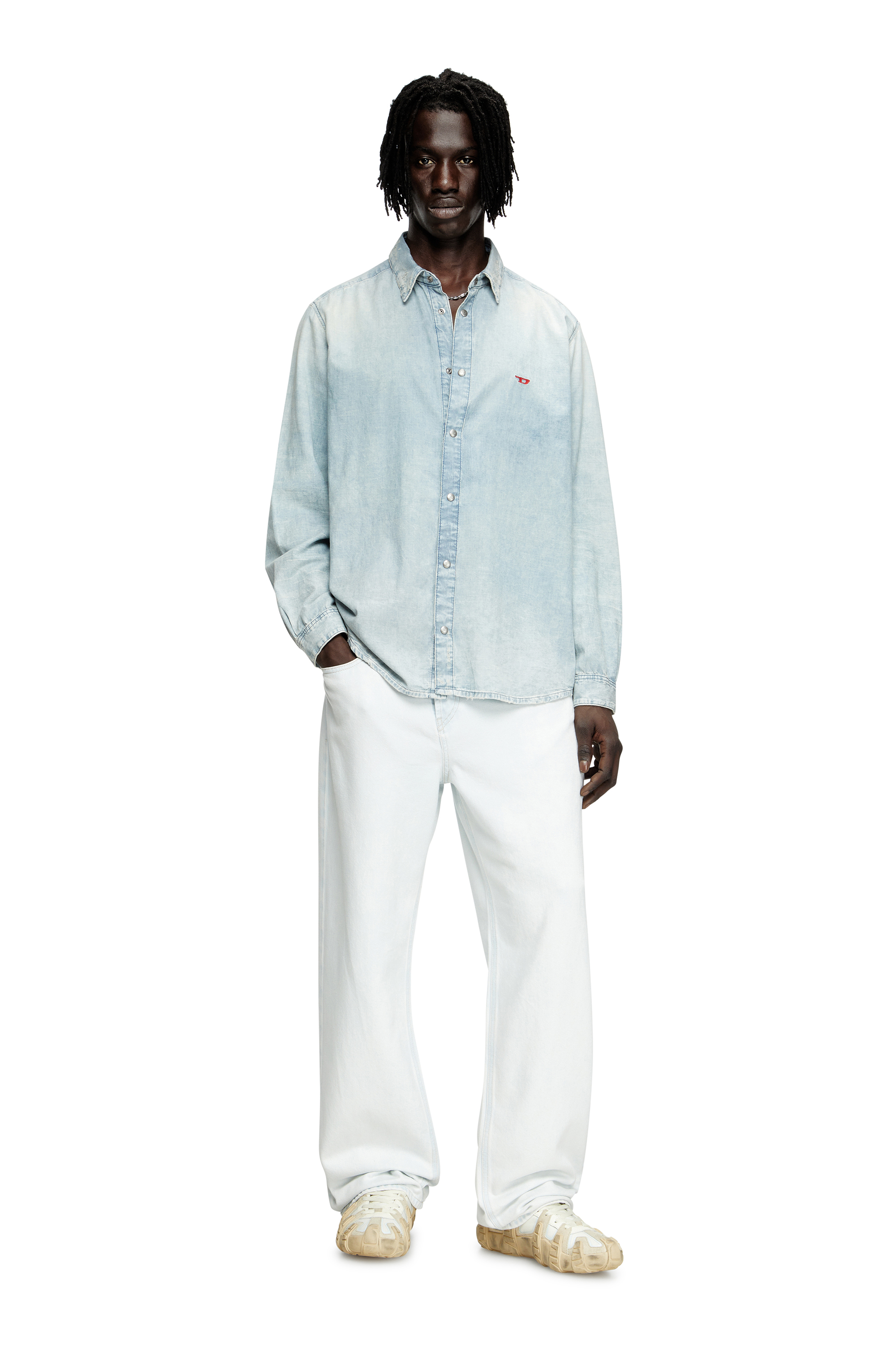 Diesel - D-SIMPLY, Camicia in denim effetto bleach Uomo in Blu - 2