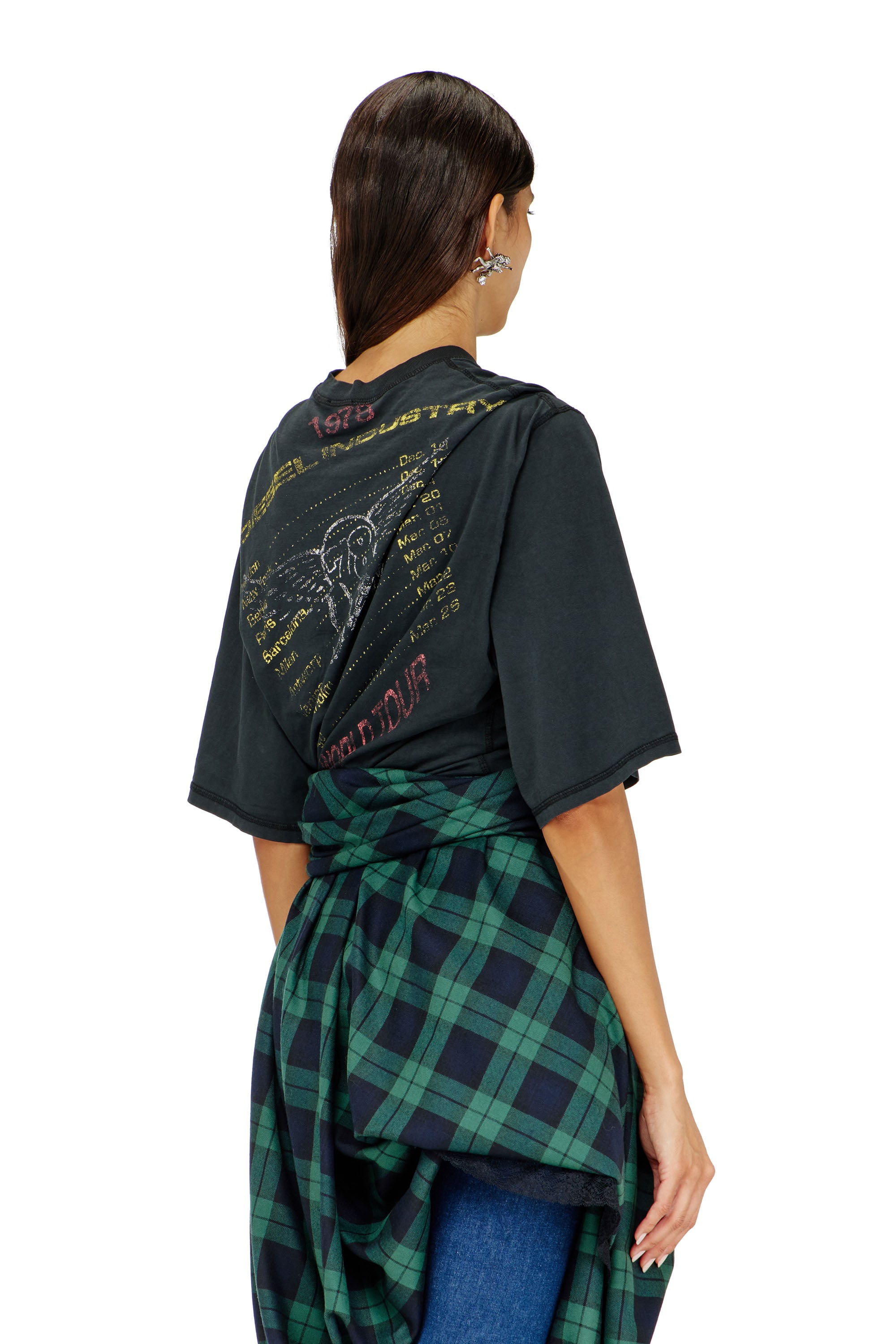 Diesel - T-MILLA-JER, Body T-shirt avec motifs concert Femme in Noir - 4