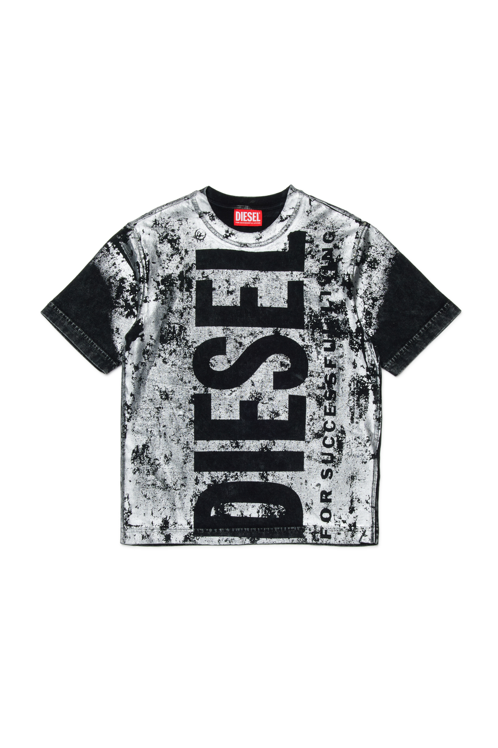 Diesel - TABOXTAR2 OVER, T-shirt avec imprim&eacute; effet craie Homme in Noir - 1