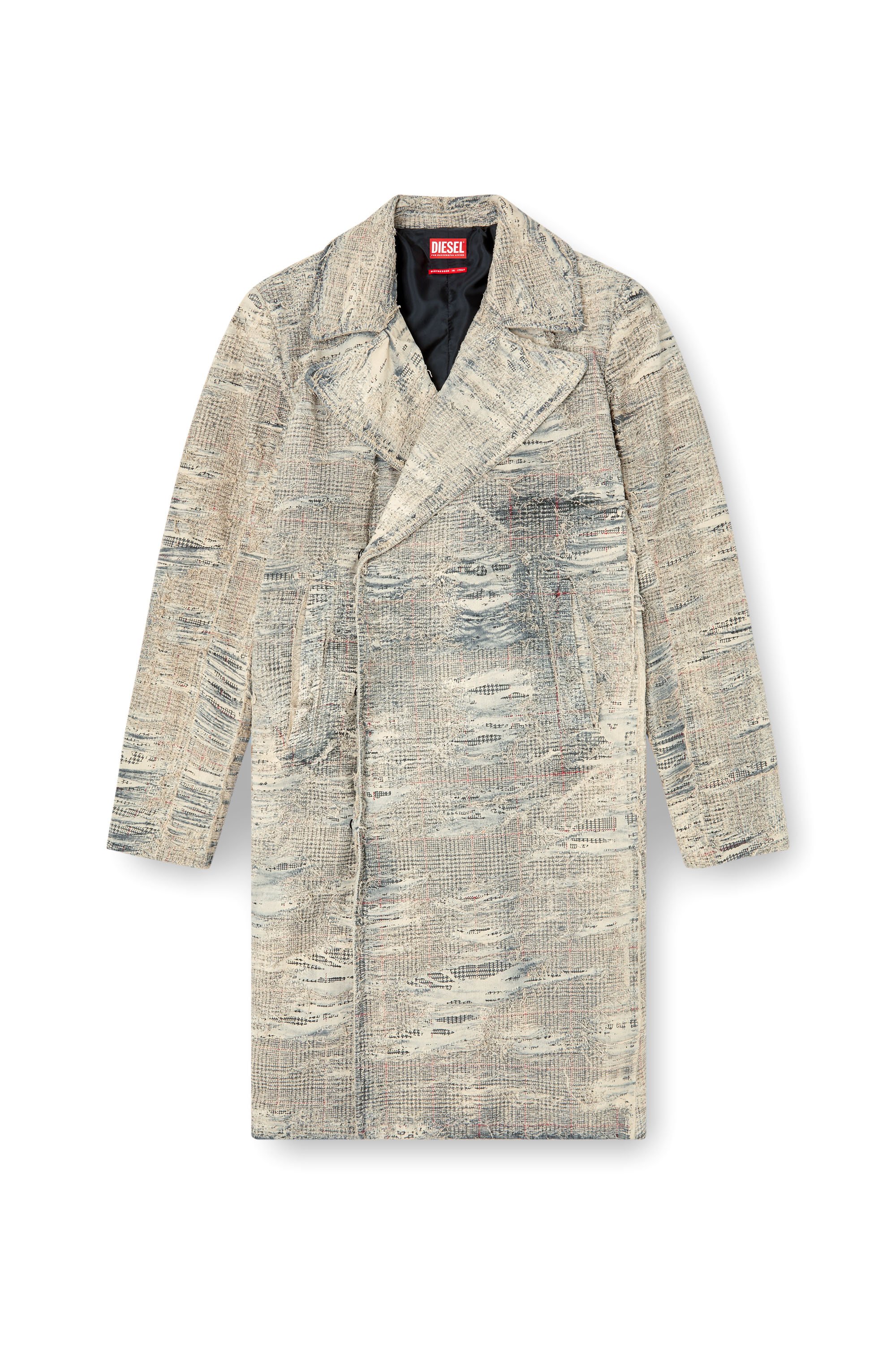 Diesel - D-ISCO-FSG, Cappotto in denim distressed Principe di Galles Uomo in Grigio - 3