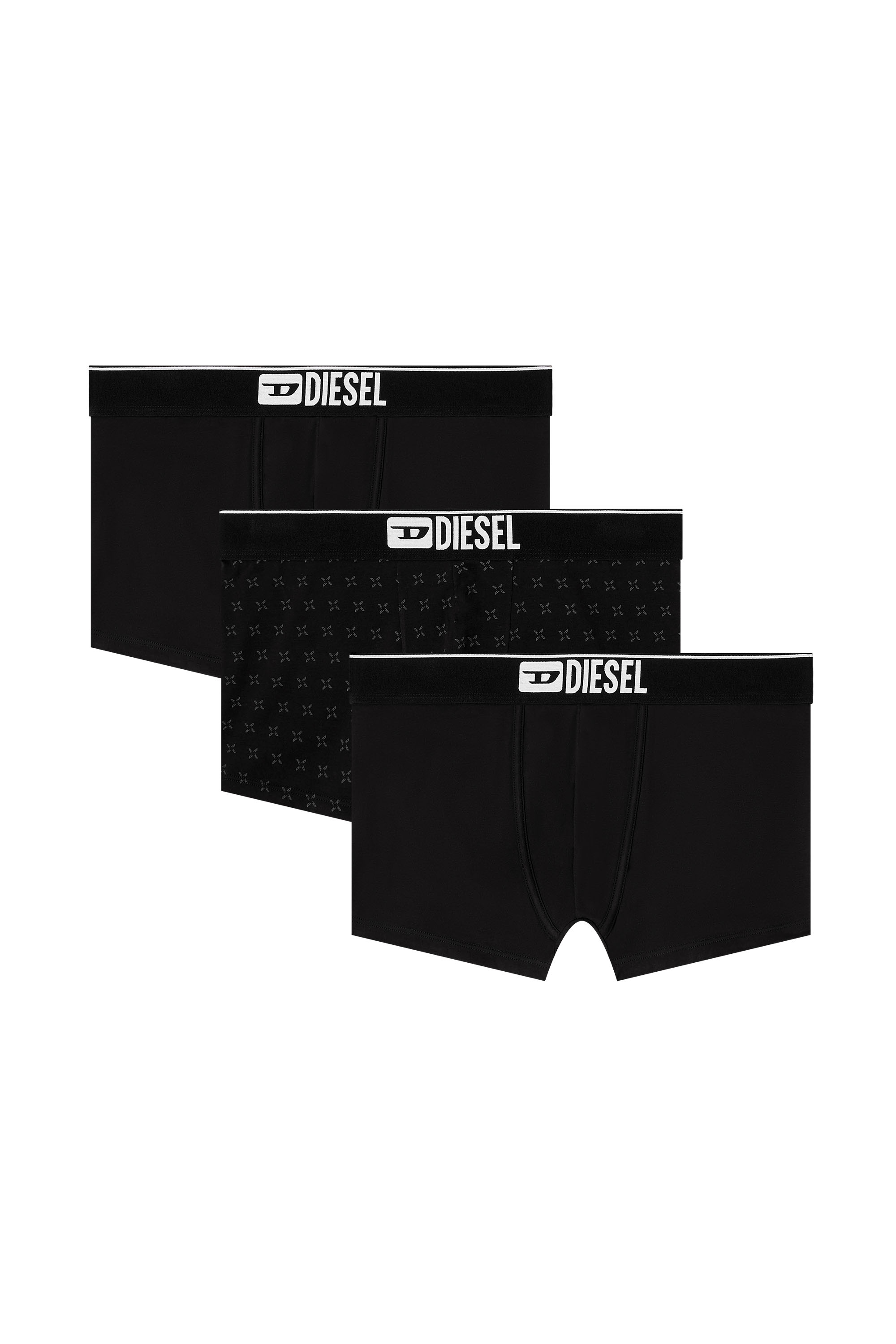 Diesel - DAMIEN-D-BOX-3PACK, Lot de 3 boxers en coton stretch jacquard Homme in Noir - 1