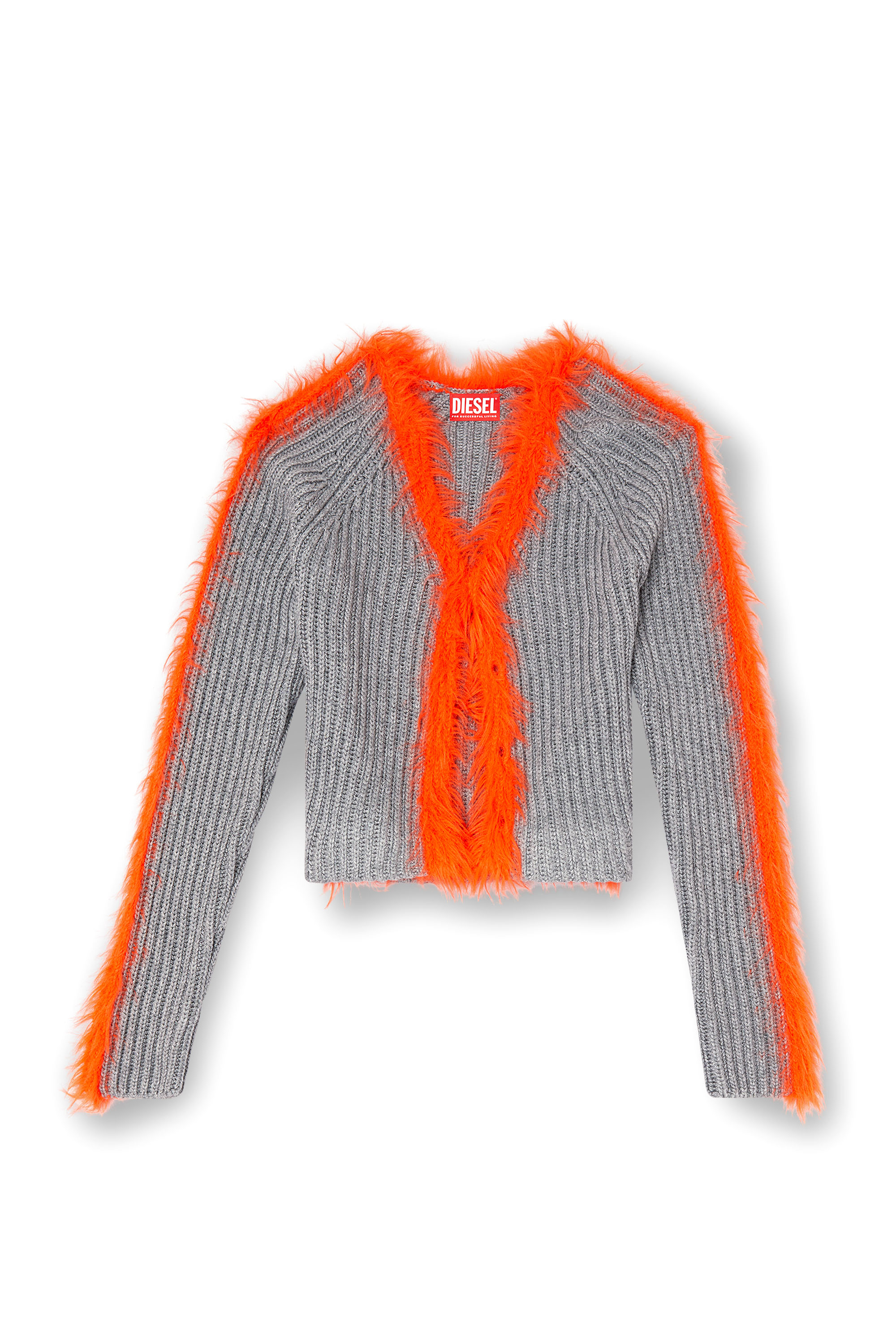 Diesel - M-TANITA, Cardigan a coste con bordi fuzzy Donna in Multicolor - 3