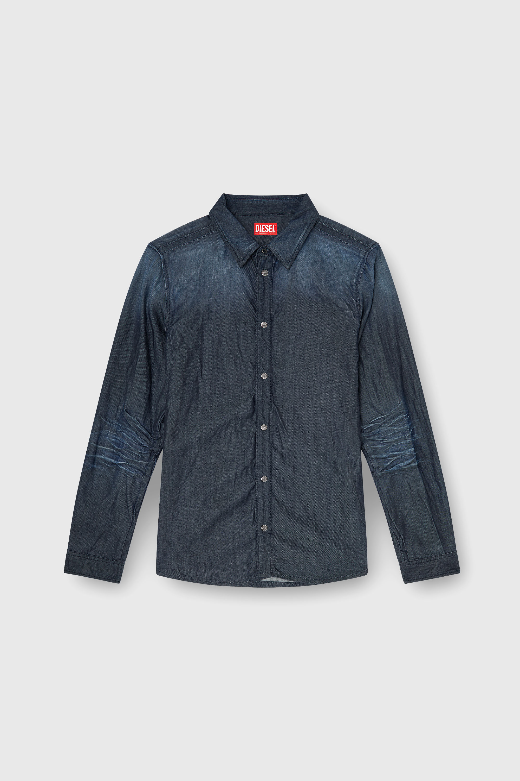 Diesel - D-SYNAR-FSJ1, Chemise en denim froiss&eacute; Homme in Bleu - 3