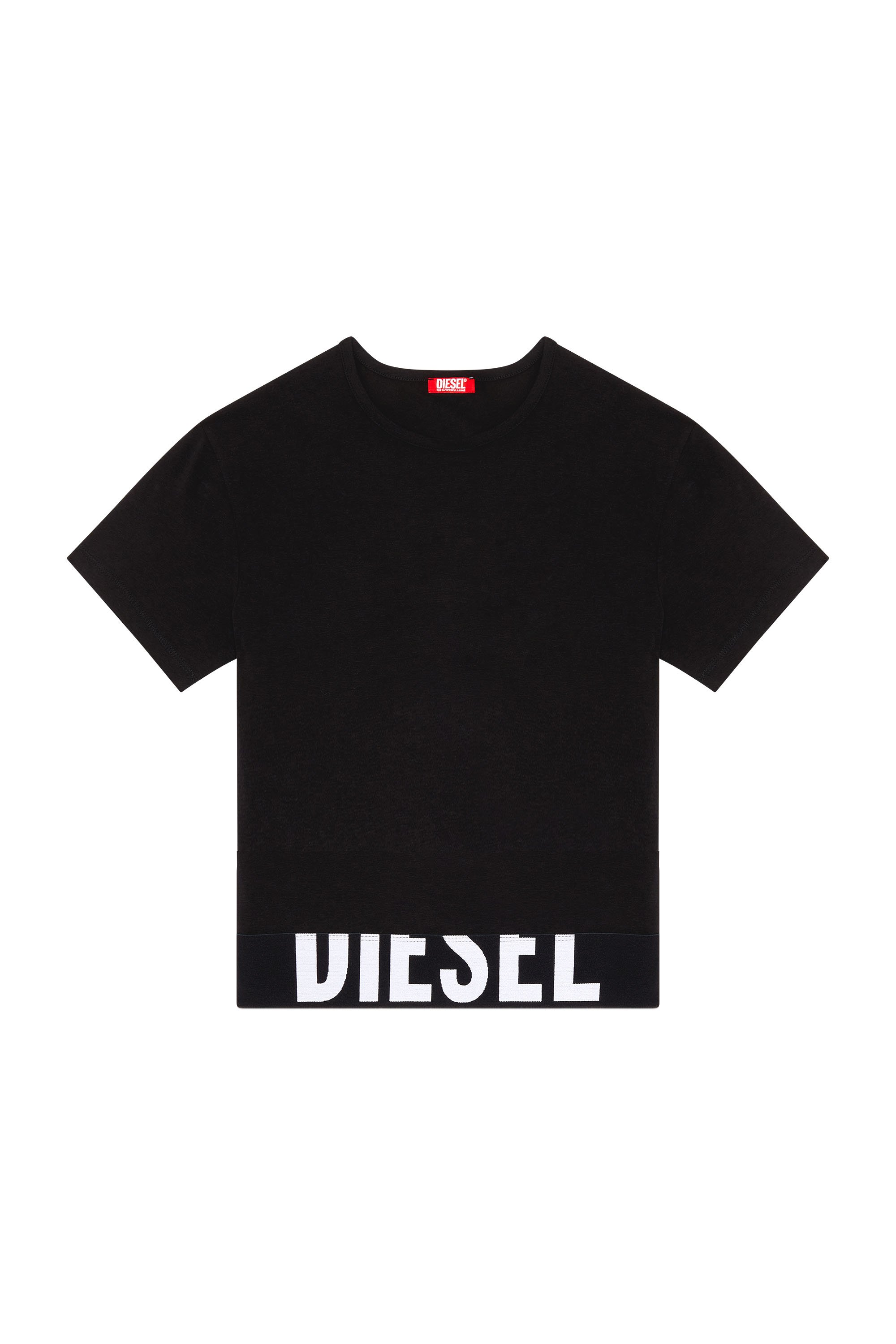 Diesel - UFTEE-SPORT-CROPPED-T-SHIRT, Woman Sporty cropped top with logo band in Black - Image 4