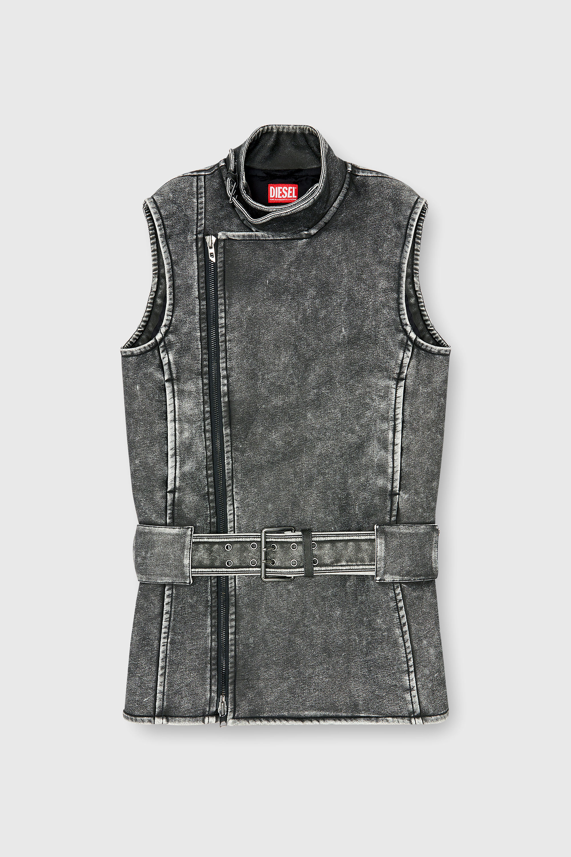 Diesel - D-IKE, Damen Biker-Kleid im Mini-Stil mit G&uuml;rtel in Grau - 2