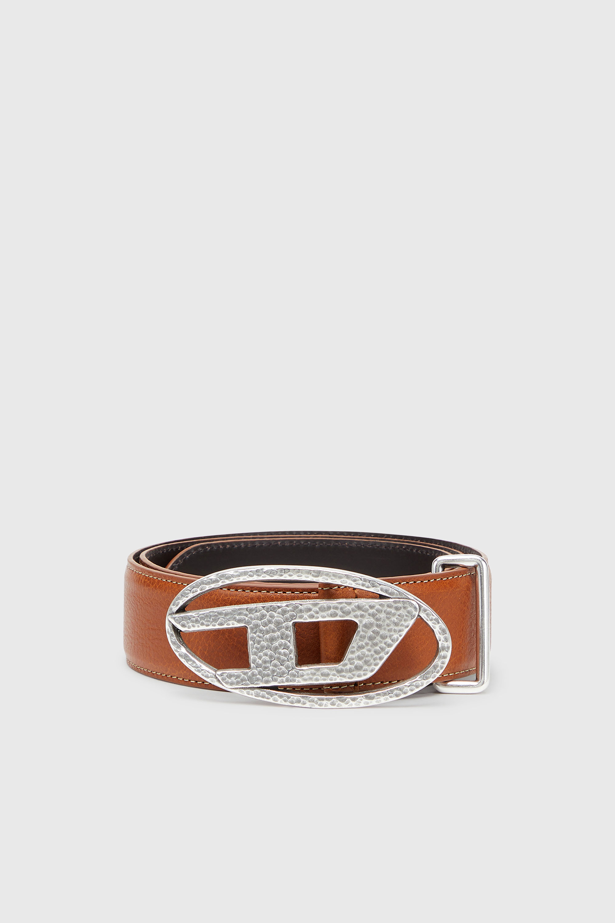 Diesel - B-1DR, 4 cm ceinture en cuir avec boucle Oval D martel&eacute;e Mixte in Marron - 1