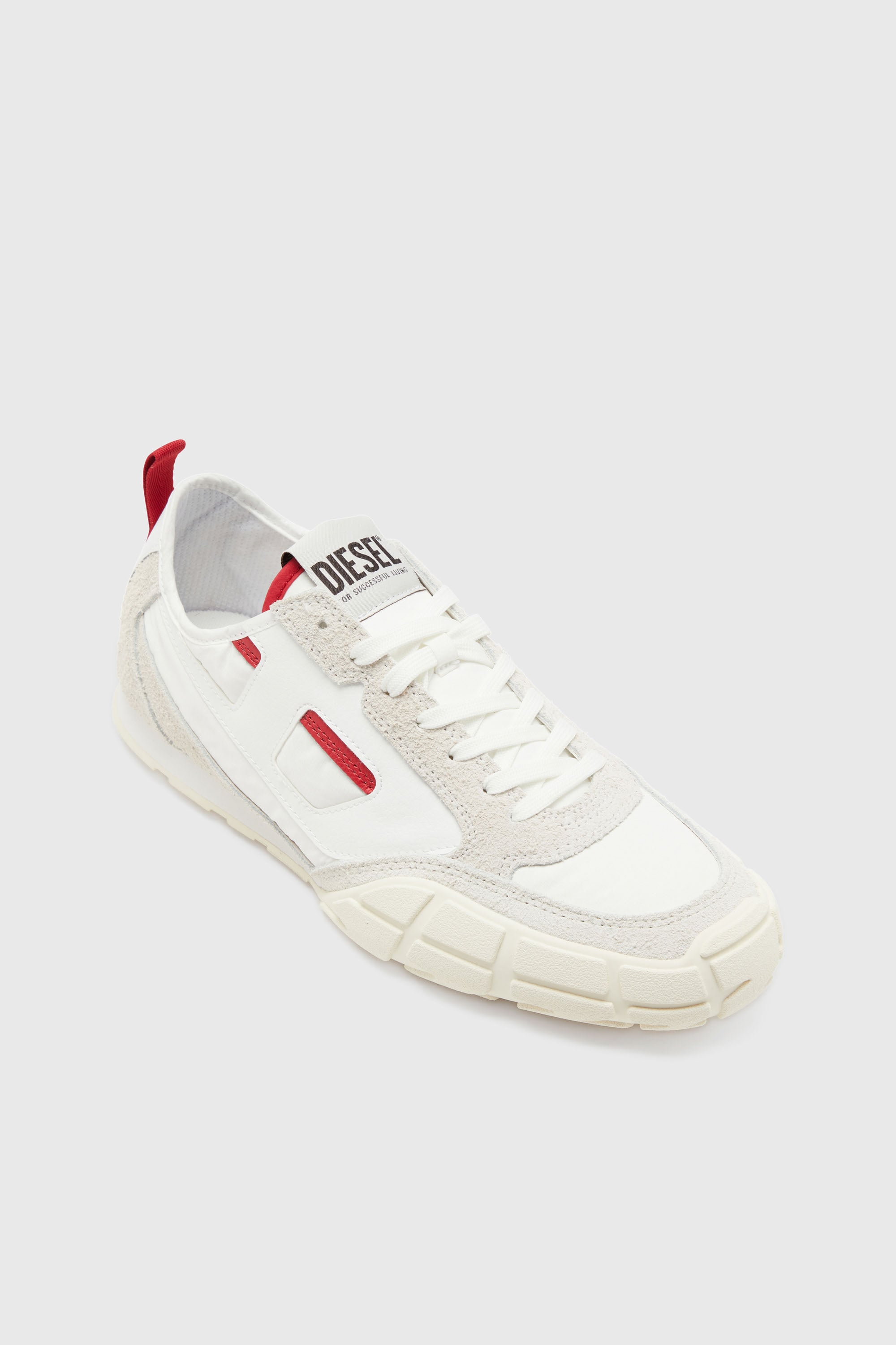 Diesel - S-PAGODHA LOW, Herren S-Pagodha-Sneakers aus Leder, Wildleder und Ripstop in Weiss/Rot - 6