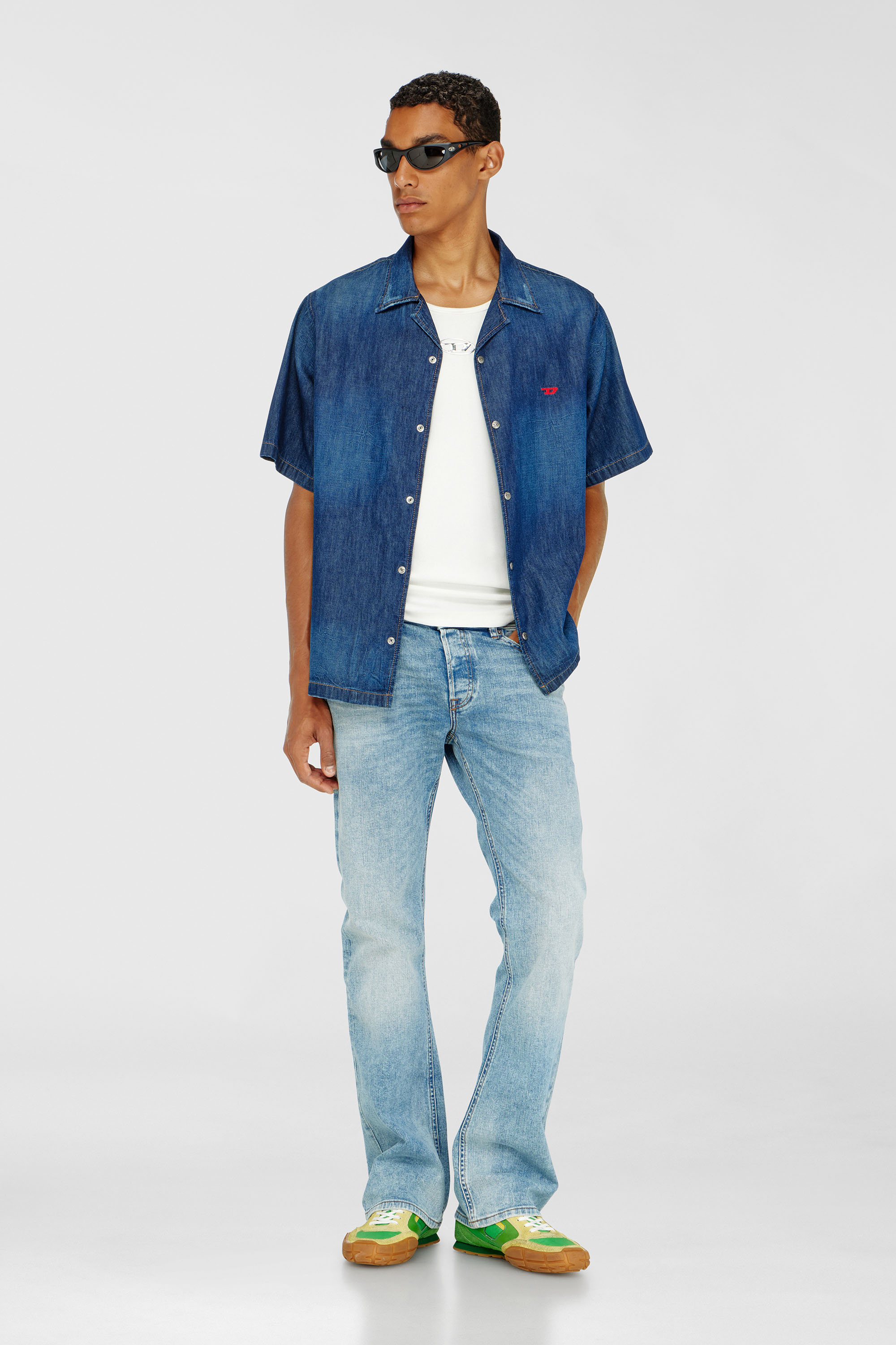 Diesel - D-NABIL-D, Camicia in denim a maniche corte Uomo in Blu - 1
