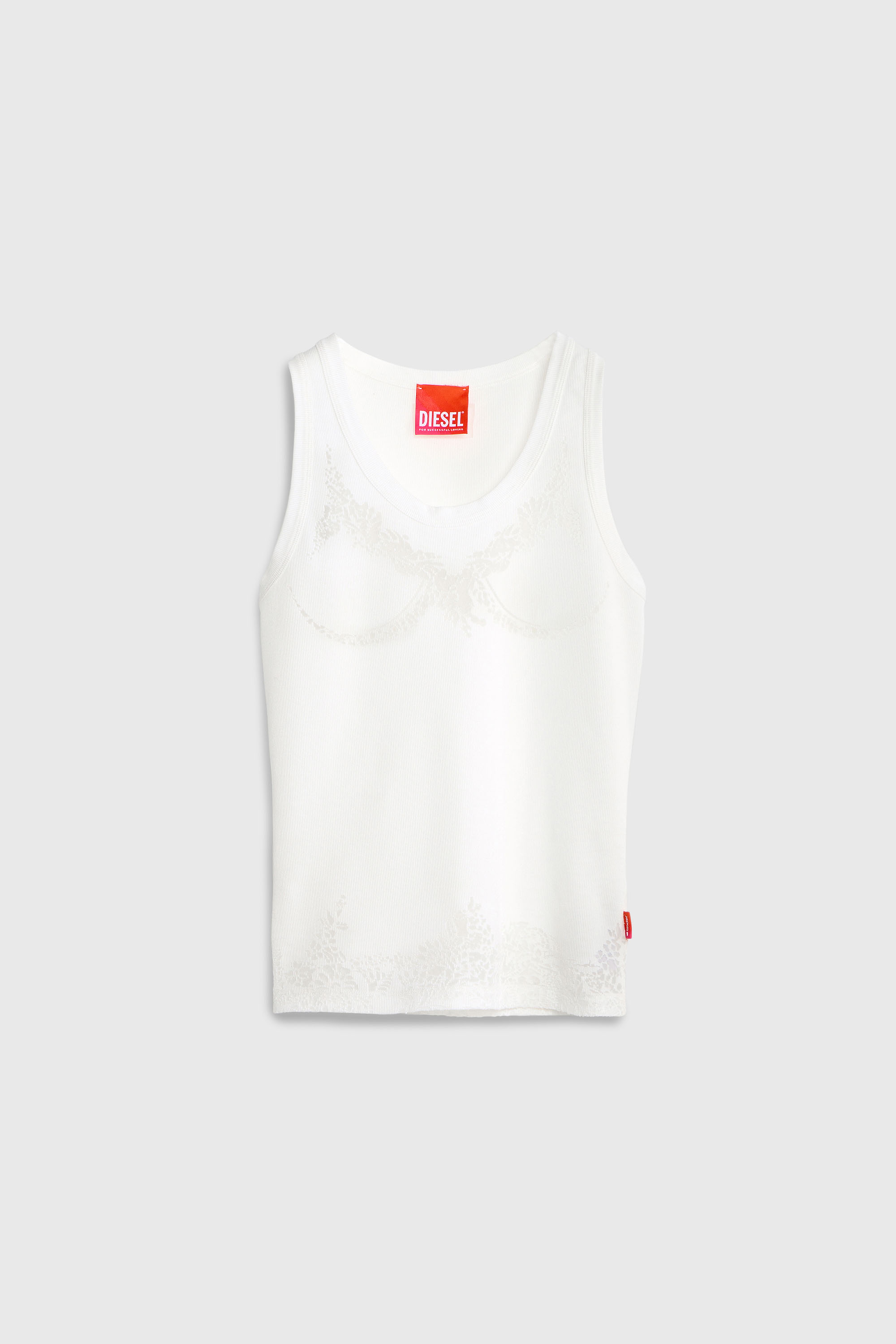 Diesel - PR-T-ANKI-LACE-R, Canotta effetto pizzo devor&eacute; Donna in Bianco - 2