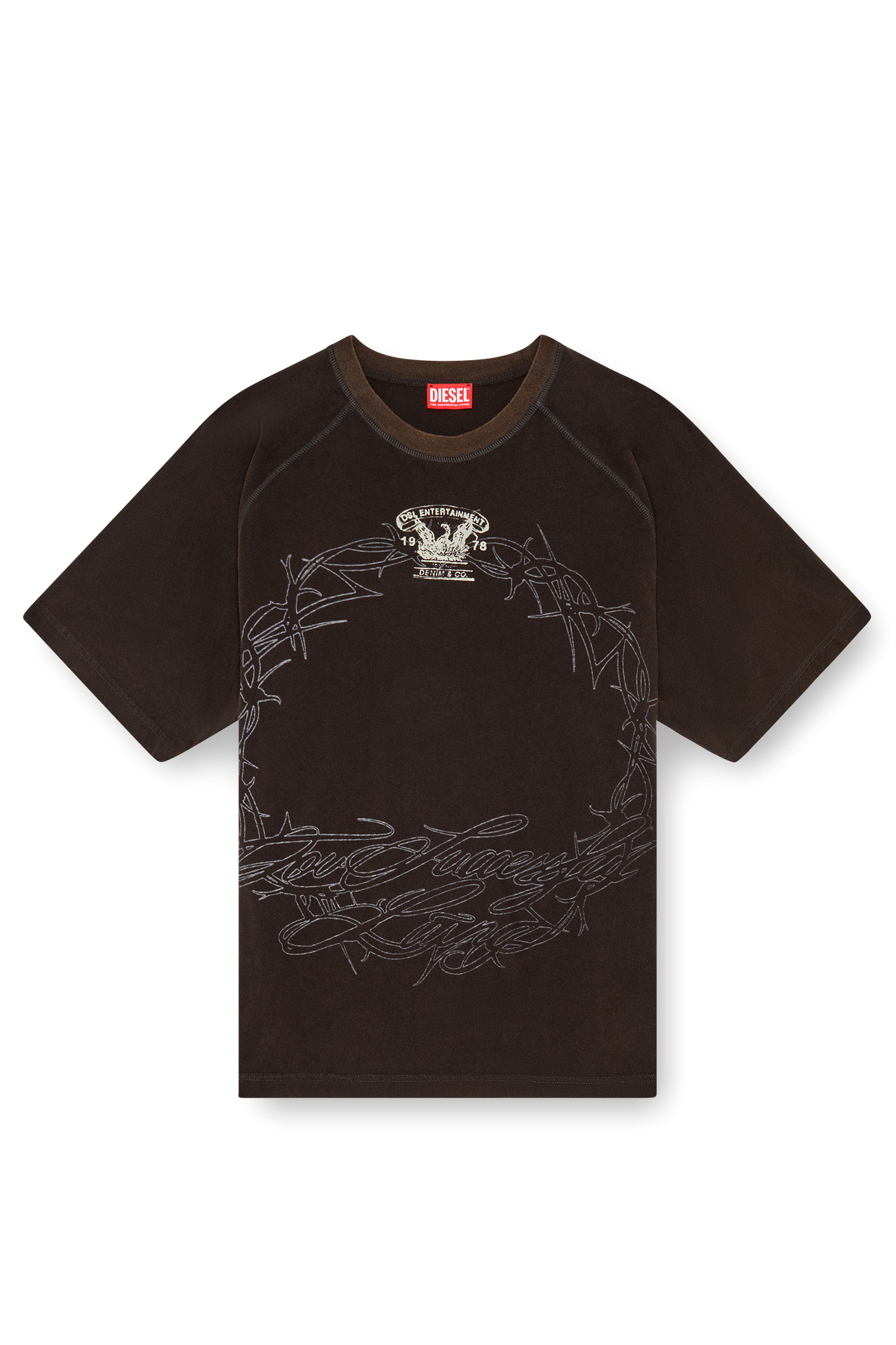 Diesel - T-ROXT-Q1, Homme T-shirt avec imprimé inside-out in Noir - Image 3