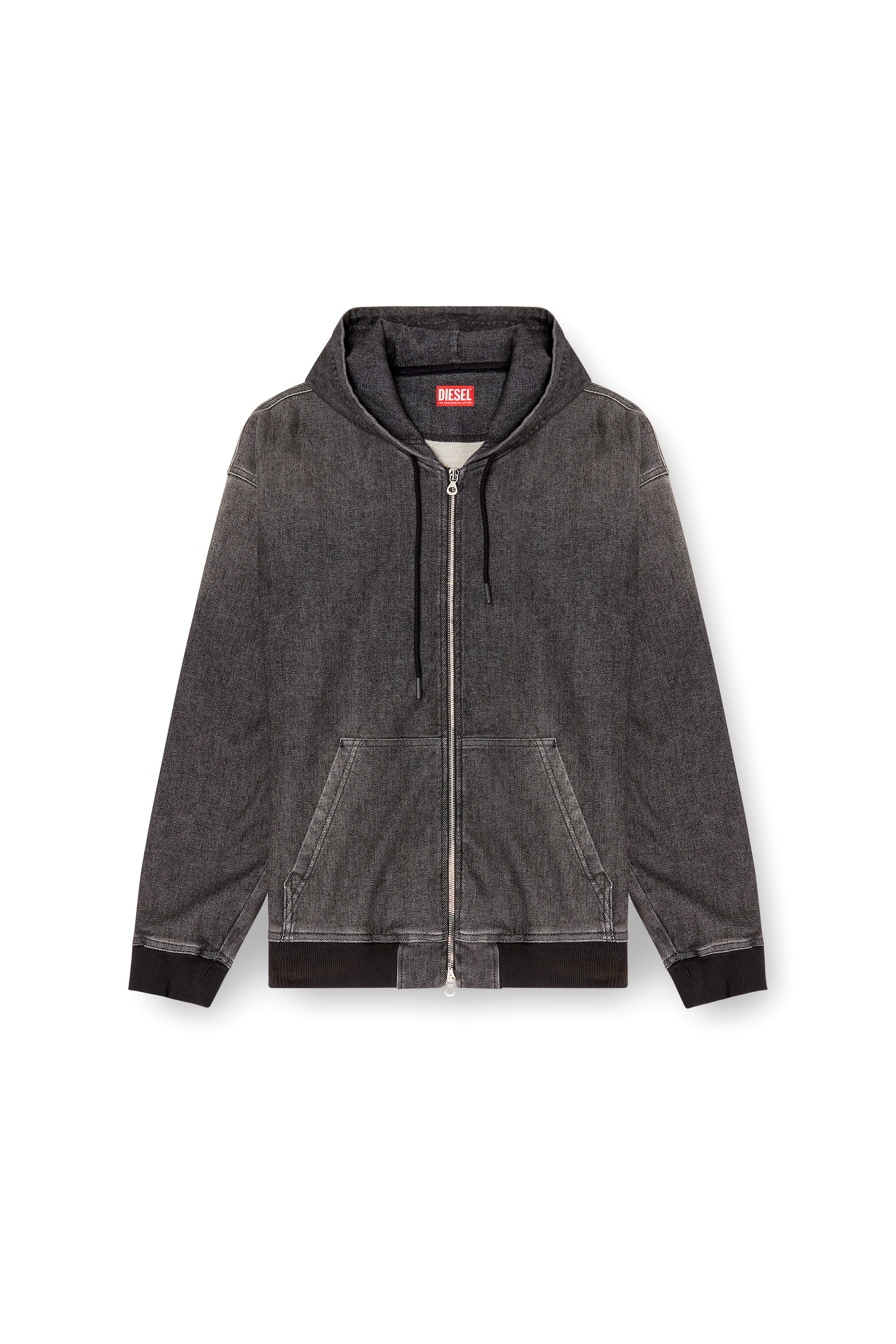 Diesel - D-GIRI-S TRACK, Hoodie con zip in Track Denim dirty Unisex in Nero - 3