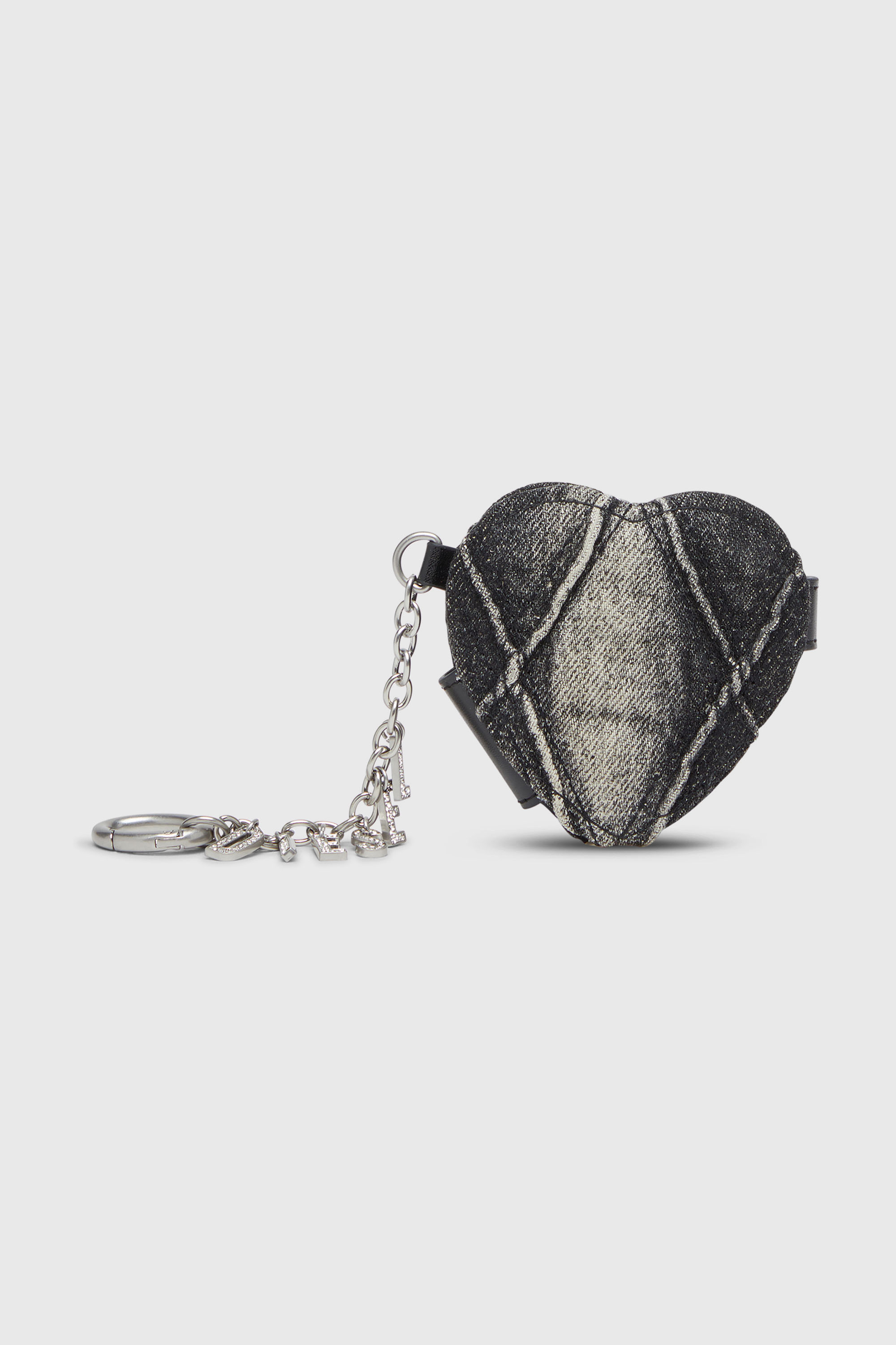 Diesel - CHARM-D MIRROR, Breloque miroir en denim matelass&eacute; motif argyle Femme in Noir - 1