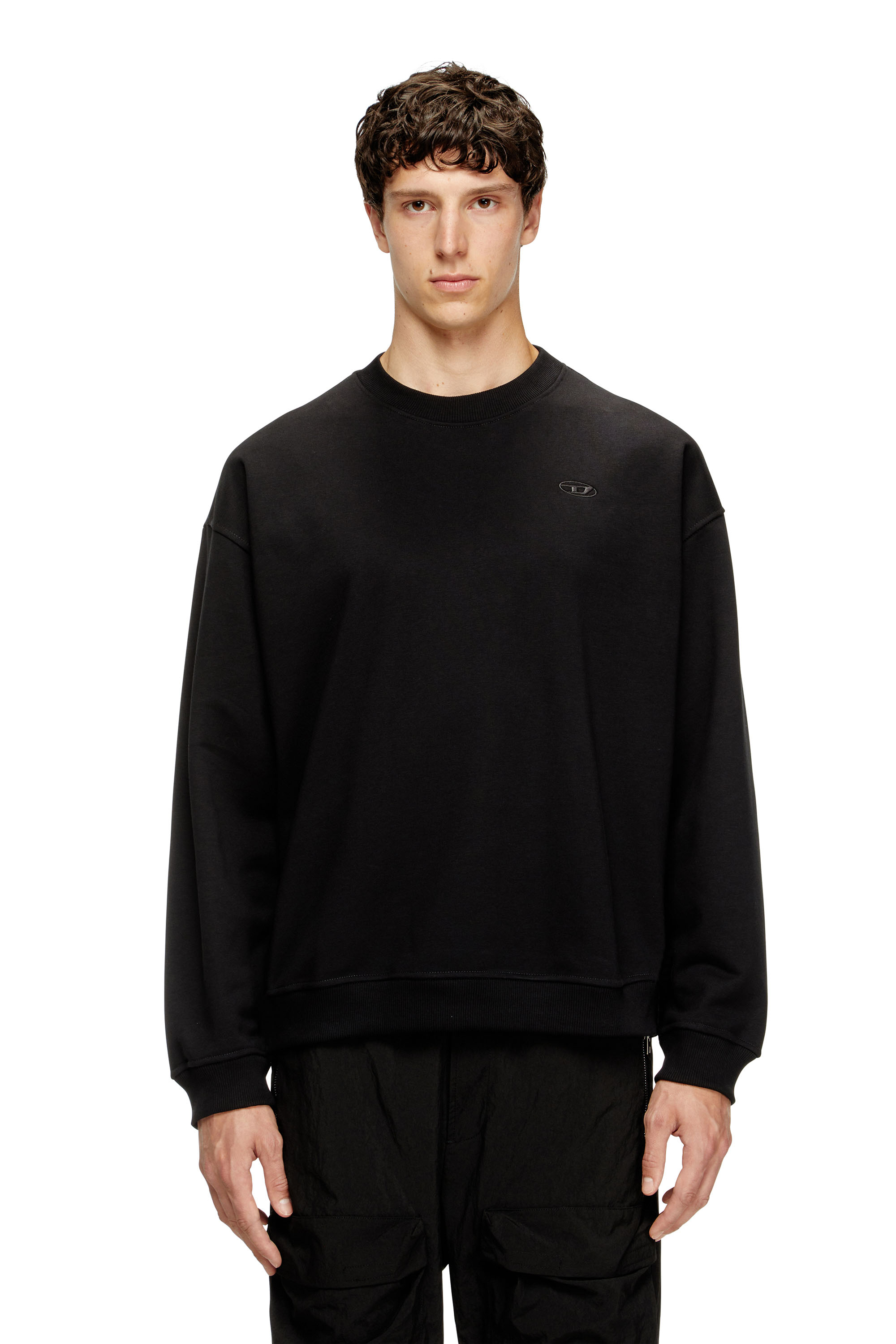 Diesel - S-BOXT-T2, Sweat-shirt avec logo Oval D Homme in Noir - 1